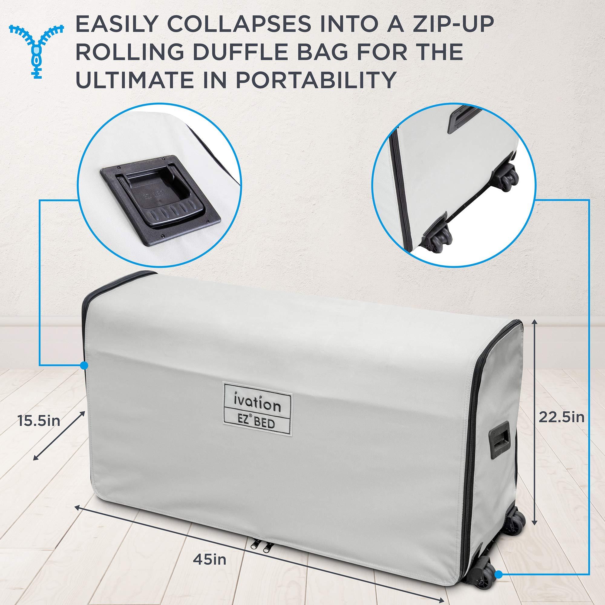 Ivation Ivation EZ-Bed (King) Air Mattress with Deflate Defender Technology Dual Auto Comfort Pump and Dual Layer Laminate Material - AirBed Frame & Rolling Case for Guest, Travel, Vacation, Camping