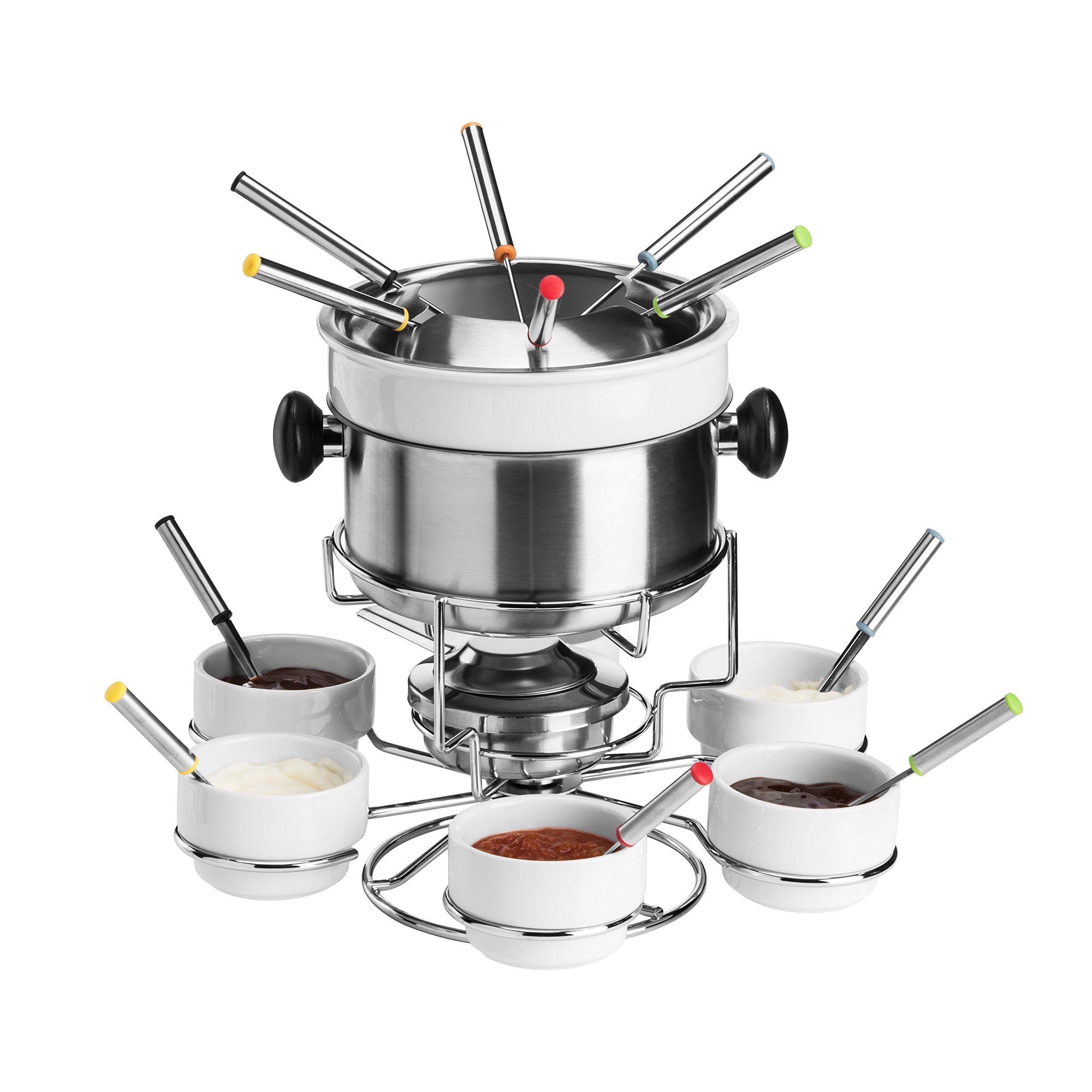 Premier Premier Housewares Stainless Steel/Porcelain Fondue Set - White