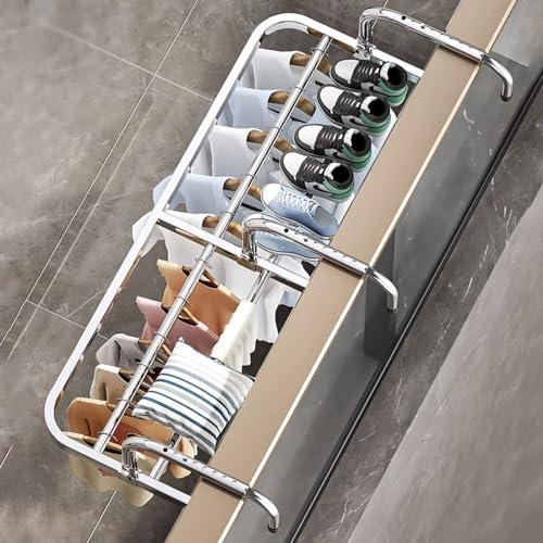 HomeLoft Basics Hanging Clothes Drying Rack Stainless Steel Laundry Rack for Balcony Railings Windowsill Radiator Airer Portable Telescopic Towel Rack for Indoor and Outdoor