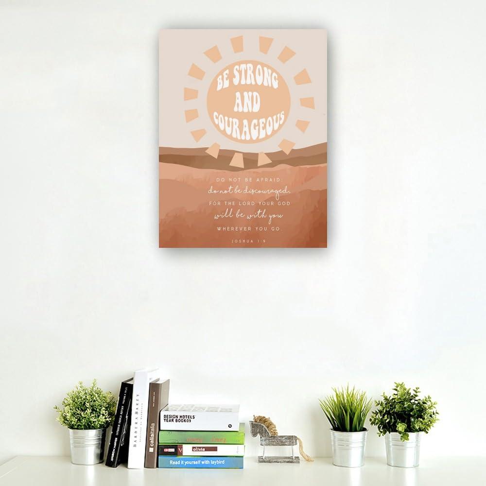 Deneest Deneest Joshua 1 9 Bible Scripture Wall Art Be Strong and Courageous Posters Art Prints Giclee Pictures Painting Living Room Vertical Canvas (16.00\'\'x24.00\'\',Unframed)