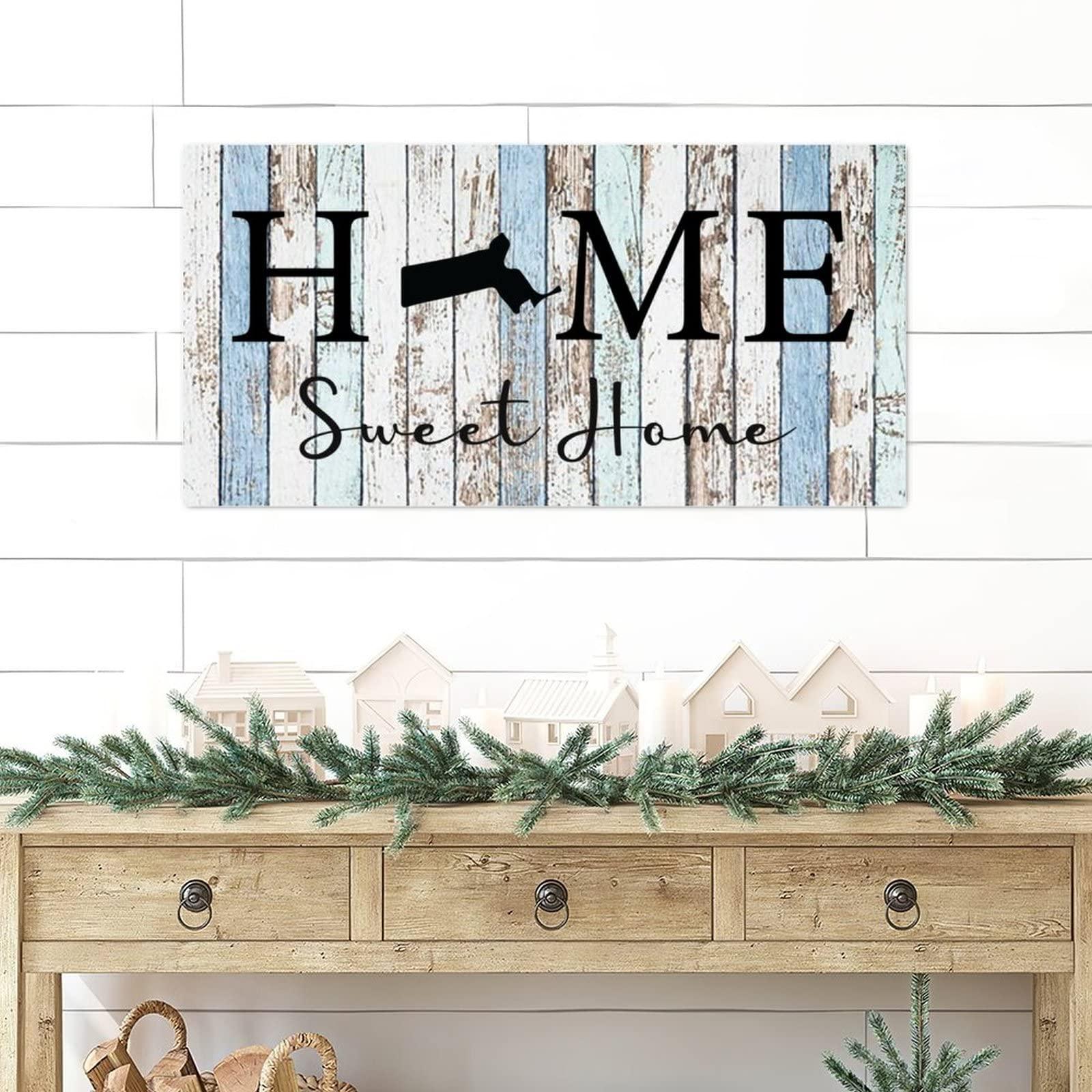 Alioyoit Rustic Wood Pallet Sign Plaque Home Sweet Home Massachusetts State Retro Wood Wall Hanging Door Plaque Rustic Wood Wall Sign Welcome Sign Wall Hanging Decorations for Living Room Bedroom 6x12 Inch