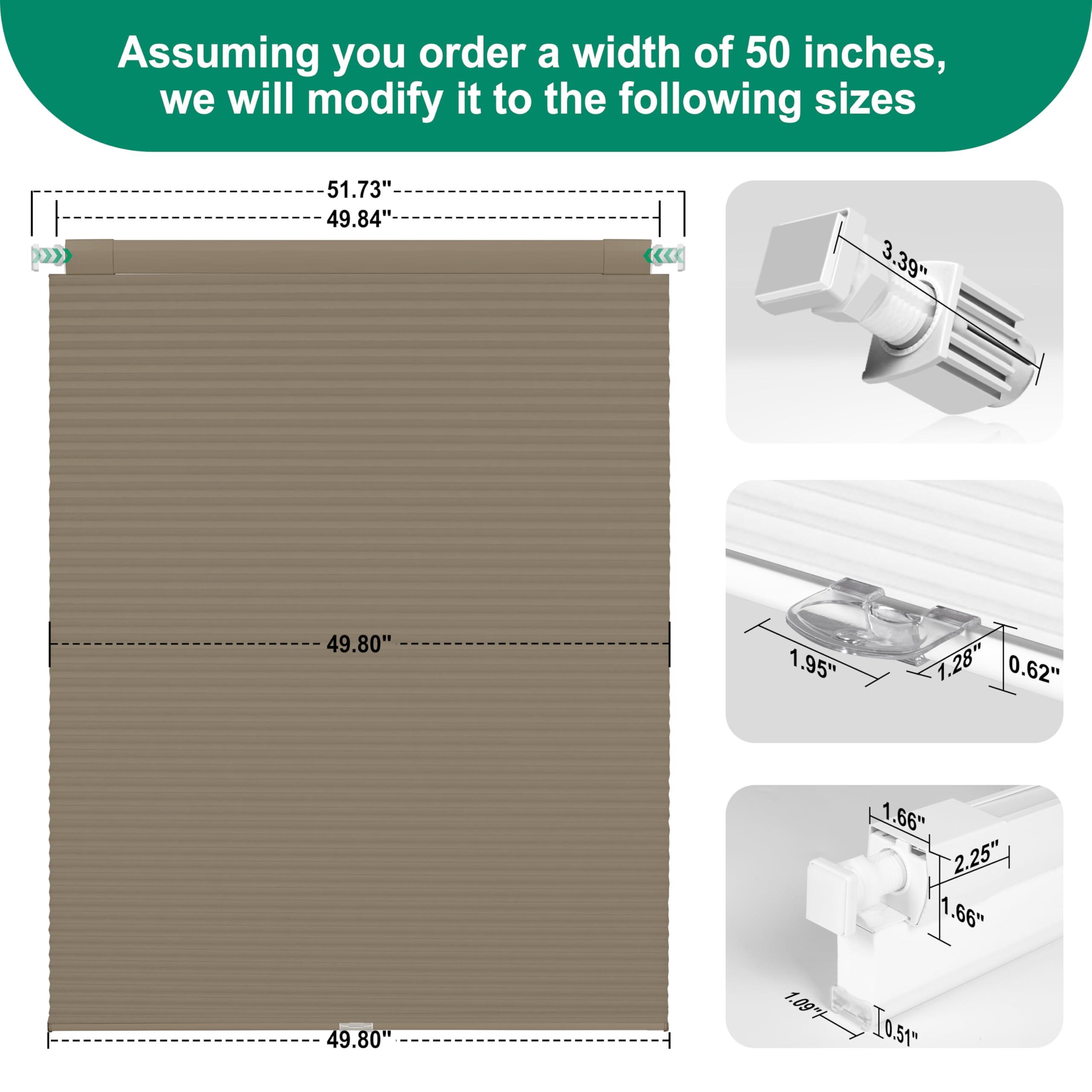 BERISSA BERISSA No Drill No Tools Blackout Cellular Shades Cordless Honeycomb Blinds Easy to Install Cellular Blinds for Windows, Blackout-Browm,72" W x 80" H.