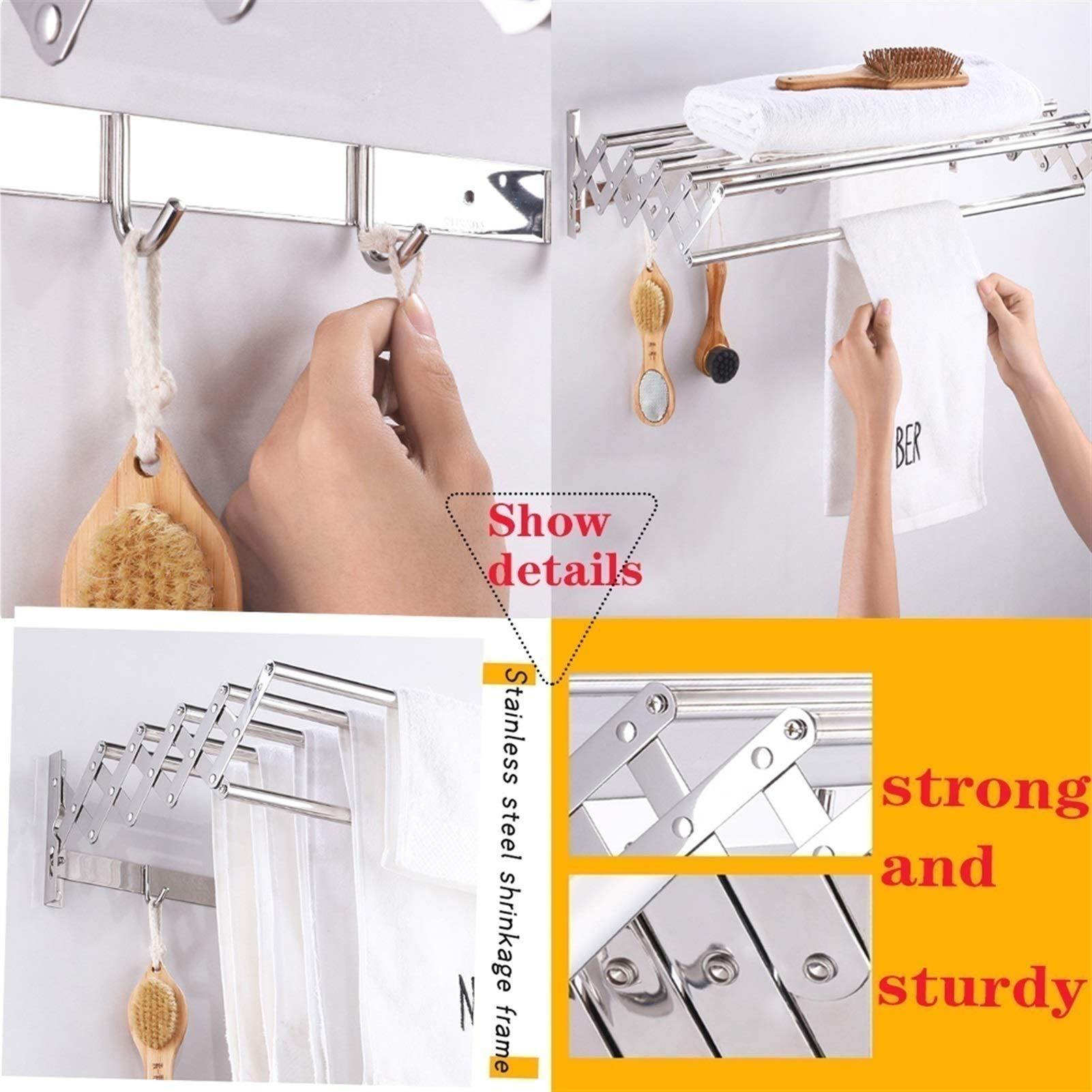 HomeLoft Basics Collapsible Airer Clothes,Wall Mounted Towel Rack,Folding Drying Rack,for Laundry Room Bathroom Clothesline Clotheshorse (50cm)