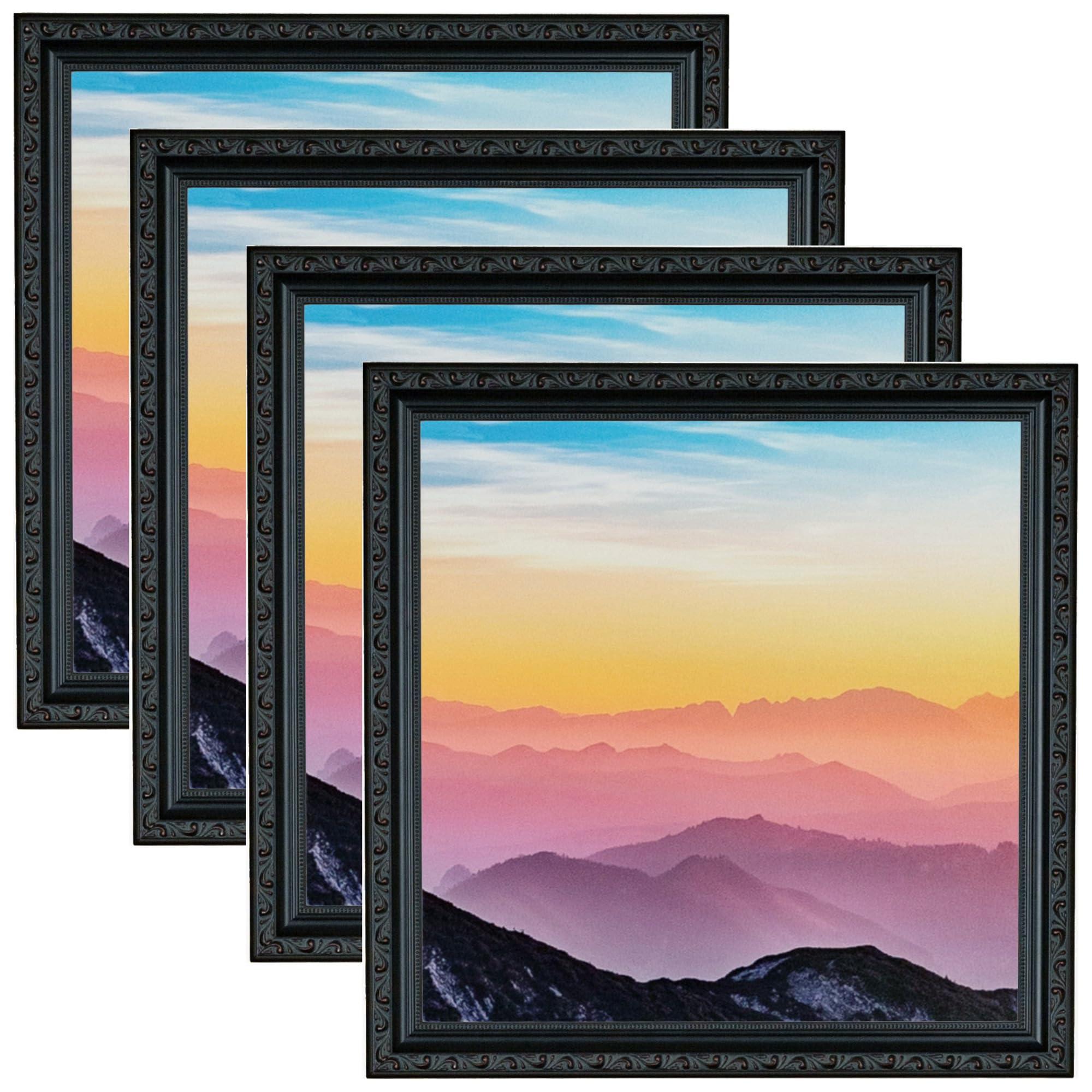 ArtToFrames ArtToFrames 20x24 Inch Black Picture Frame, 4 - Pack, This 1.25 inch Custom Wood Poster Frame is Black, Comes with Economy Acrylic (Frame_Pack_4_D10188-20x24)