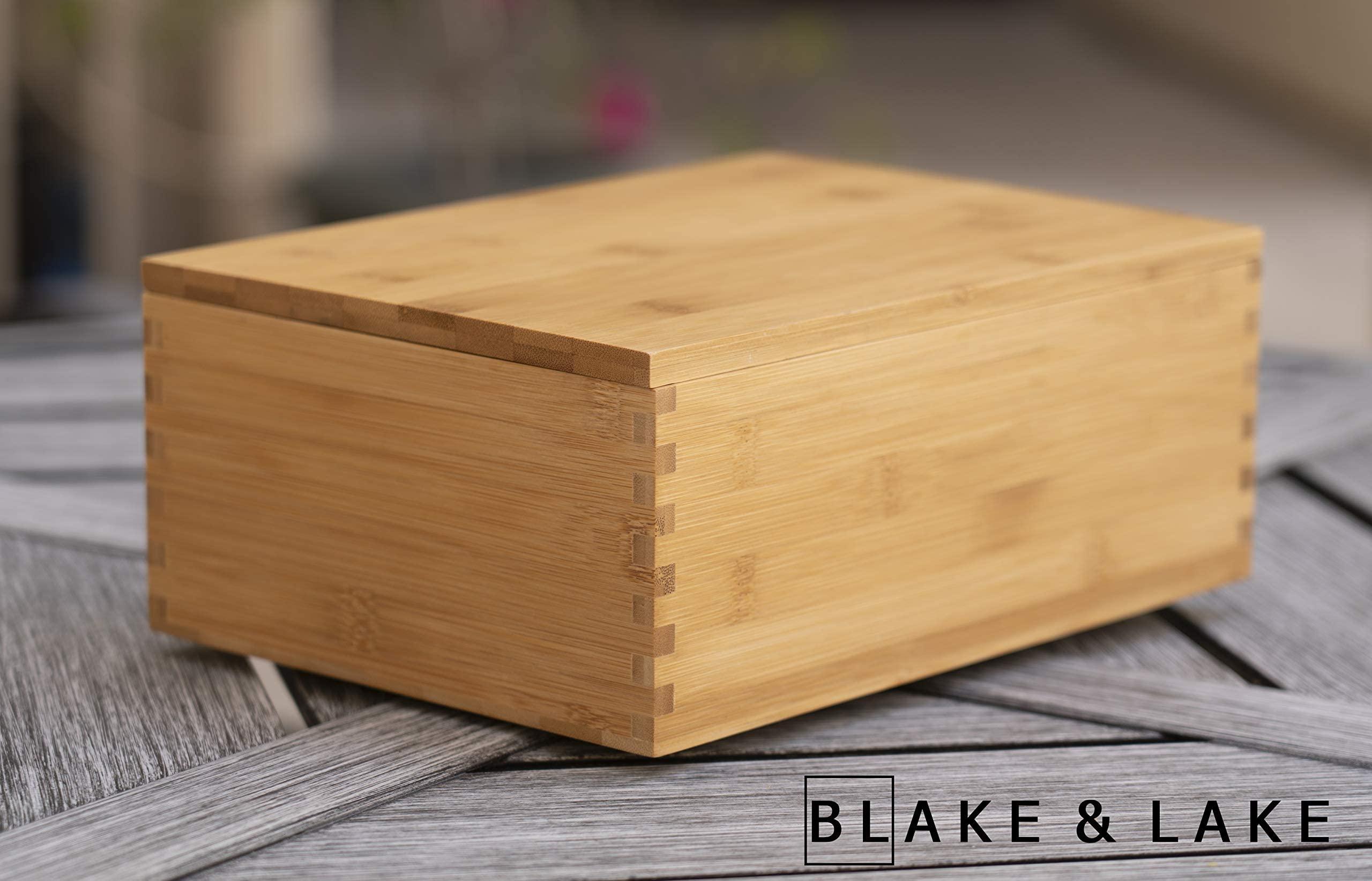 Blake & Lake Blake & Lake Wooden Storage box with Lid - Large Wood Keepsake boxes - Gift Box with lids Store Photos Keepsakes Jewelry Colectibles Treasures - Dovetail Design (Natural)