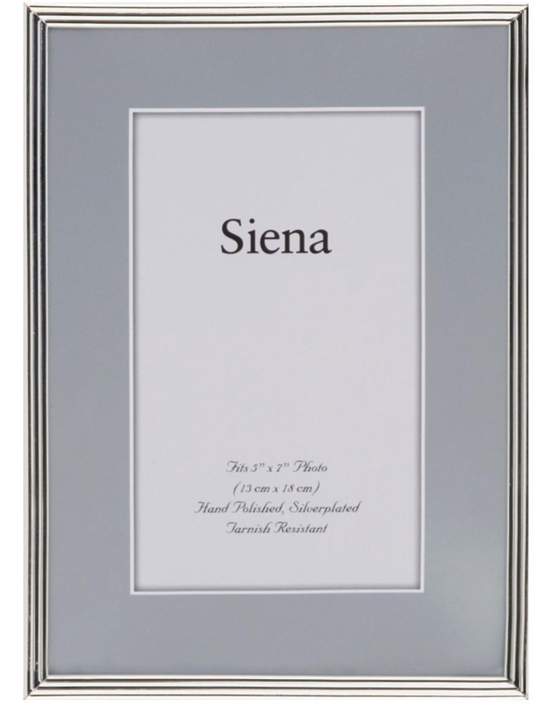 Tizo Design Siena Slim Grooved Silver Picture Frame, Tarnish Resistant Finish, Perfect Photo Frame for Any End Table, Credenza, Shelf, or Nightstand, Silver 5x7