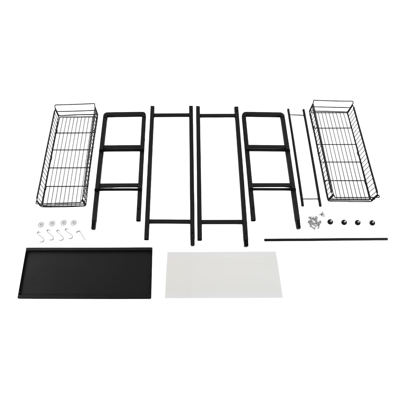 WXLTSGM WXLTSGM 3 Tier Washing Machine Shelf, Multifunctional Laundry Room Storage Shelf, Over Washer and Dryer Shelves Space Saving Organizer for Storing Paper Towels, Cleaning Supplies, Cosmetics (Black)