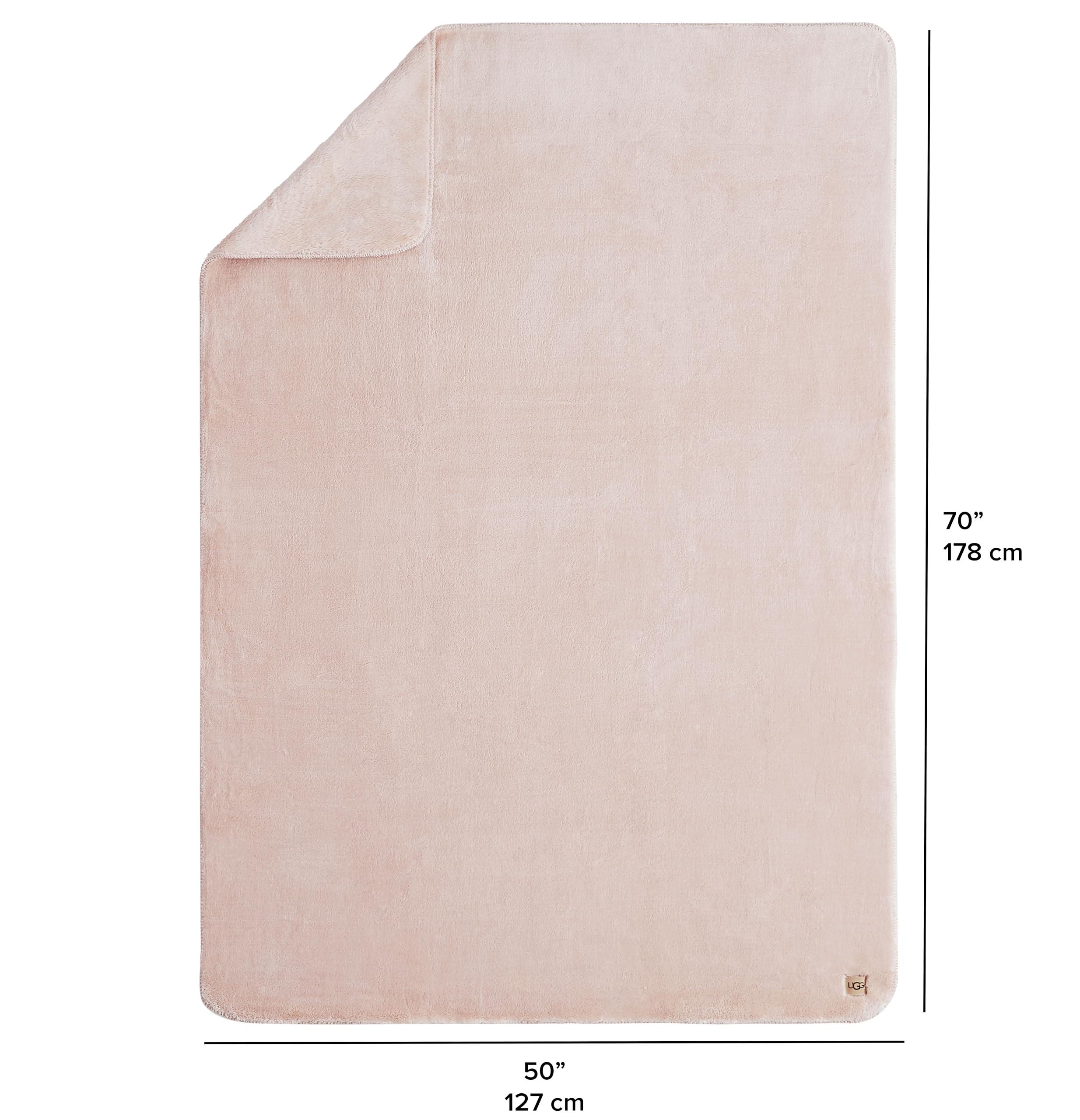 UGG UGG Whitecap Plush Throw Blanket Fleece Lightweight Soft Cozy Throw for Couch Luxury Home Decor for Living Room Machine Washable Hypoallergenic Flannel Blankets, 50-inch x 70-inch, Light Pink Quartz