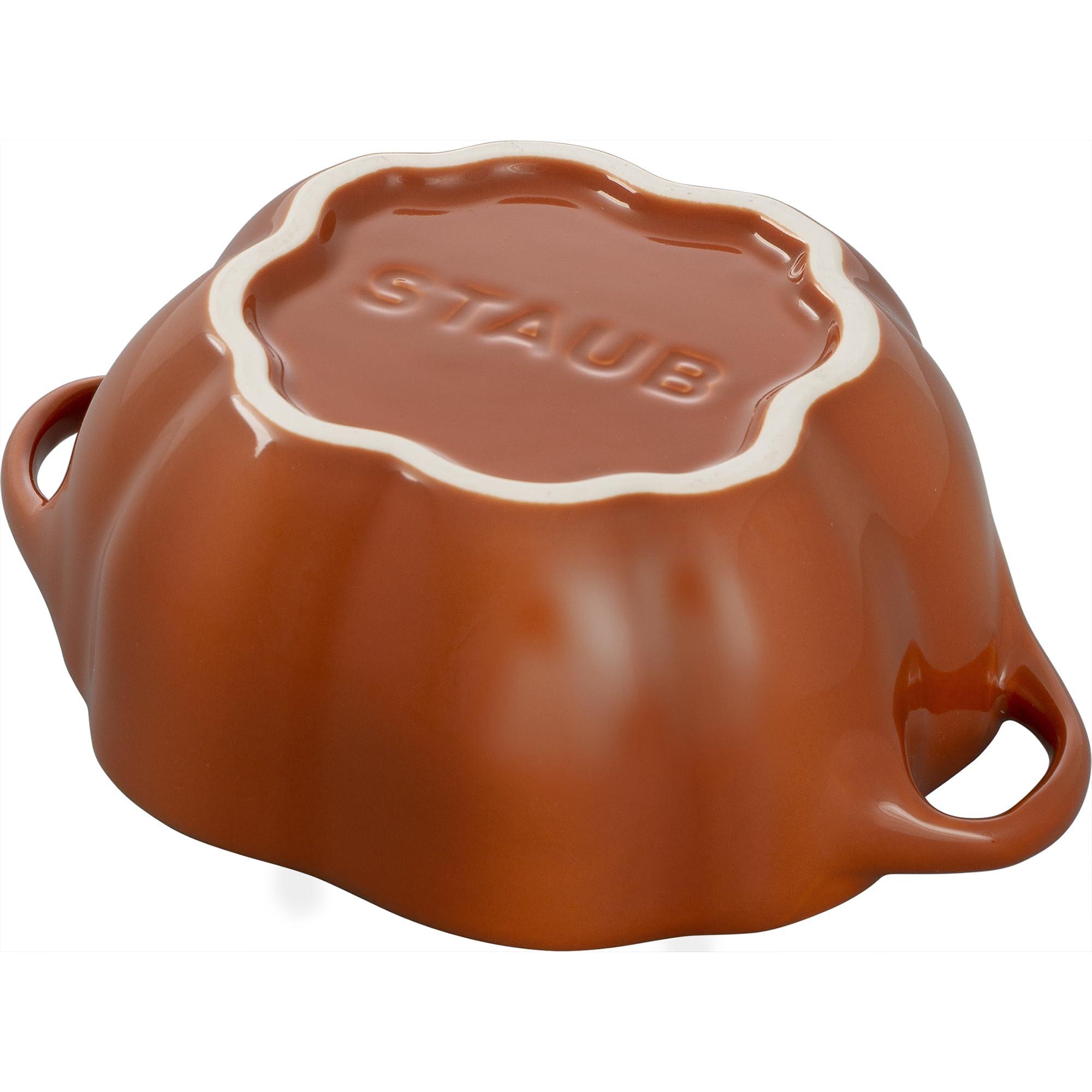 STAUB STAUB Ceramic 0.75-qt Petite Pumpkin, Oven & Stove Safe up to 572F, Pumpkin Dish, Baking Candy Burnt Orange