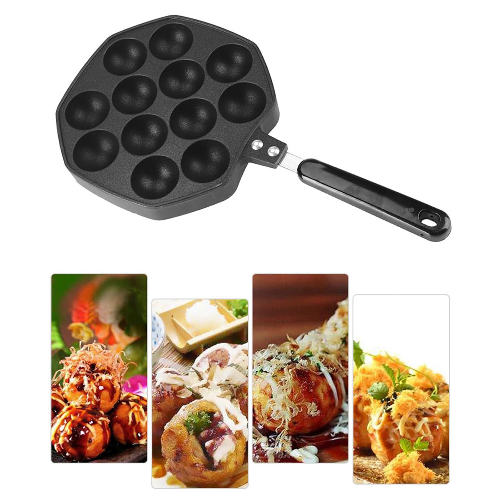 Gavigain Mini Pancake Pan, Cast Iron Aebleskiver Pan with 12 Cavities Aluminum Ebelskiver Pan Griddle Half Sphere Takoyaki Maker for Pancake Maker, Danish Stuffed, Baking Cooking