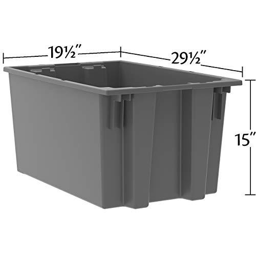 Akro-Mils Akro-Mils 35300 Nest and Stack Plastic Storage Container and Distribution Tote, (29-1/2-Inch L x 19-1/2-Inch W x 15-Inch H), Gray, (3-Pack)