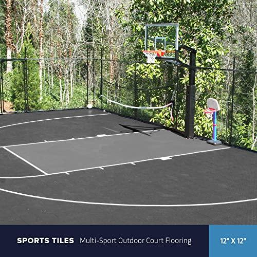 IncStores IncStores 5/8 Inch Thick Outdoor Basketball Court Flooring | Build The Ultimate Space for Basketball, Tennis, and More with Weatherproof Plastic Floor Tiles | Graphite, 1 Tile