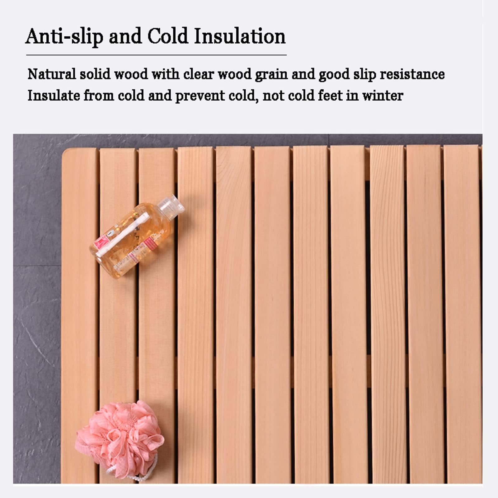 SUNMME Bamboo Wood Bath Mat, Sturdy Shower Mat,Wooden Bamboo Bath Shower Mat,Non-Slip Waterproof Large Bathroom Floor Mat for Indoor Outdoor,Easy Storage,Outdoor Shower Mat,75x120cm/30x47in