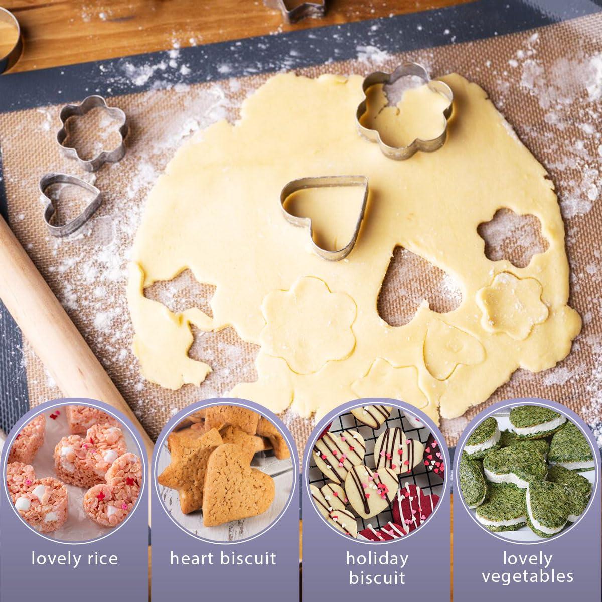 Quadafy 12Pcs Mini Cookie Cutters Shapes Set, Heart Round Flower Star Cookie Cutters, Stainless Steel Biscuit Cutter Tiny Fruit Vegetable Cutter