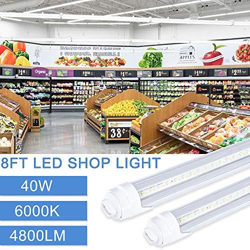 ONLYLUX ONLYLUX 8ft R17D LED Tube Light, F96t12 HO 8 Foot Led Bulbs, 96'' 8ft led Shop Light to Replace T8 T12 Fluorescent Light Bulbs, 100-277V Input, 4800LM, Cold White 6000K, Clear Lens (10 Pack)