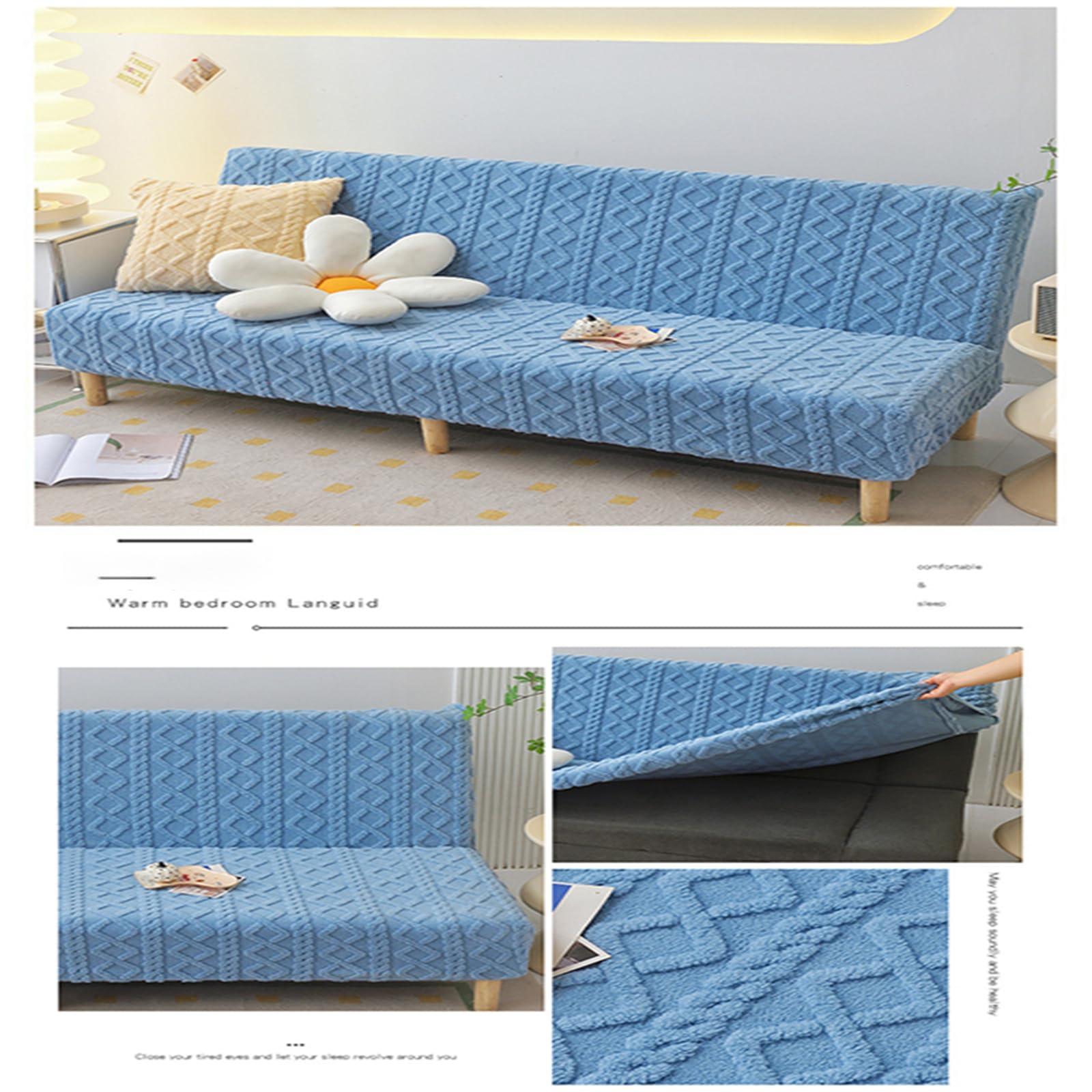 MSAVRWJCE MSAVRWJCE Stretch Armless Futon Cover, Futon Mattress Cover Soft Futon Covers Furniture Protector with Elastic Bottom, Solid Color Jacquard Futon Slipcovers Washable Futon Couch Cover,6,S