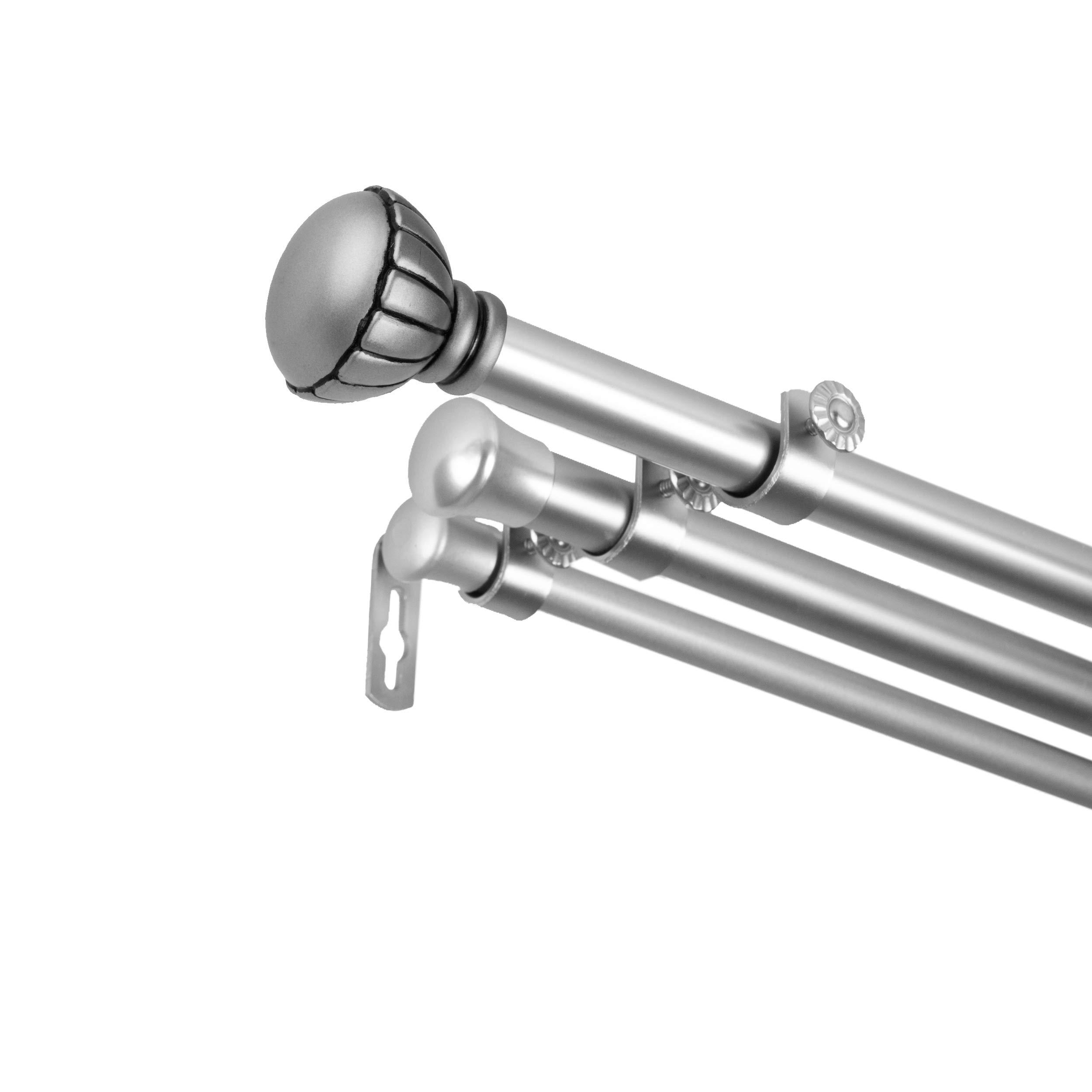 Rod Desyne Rod Desyne Felicity 13/16" Triple Curtain Rod, 48-84 inch, Satin Nickel