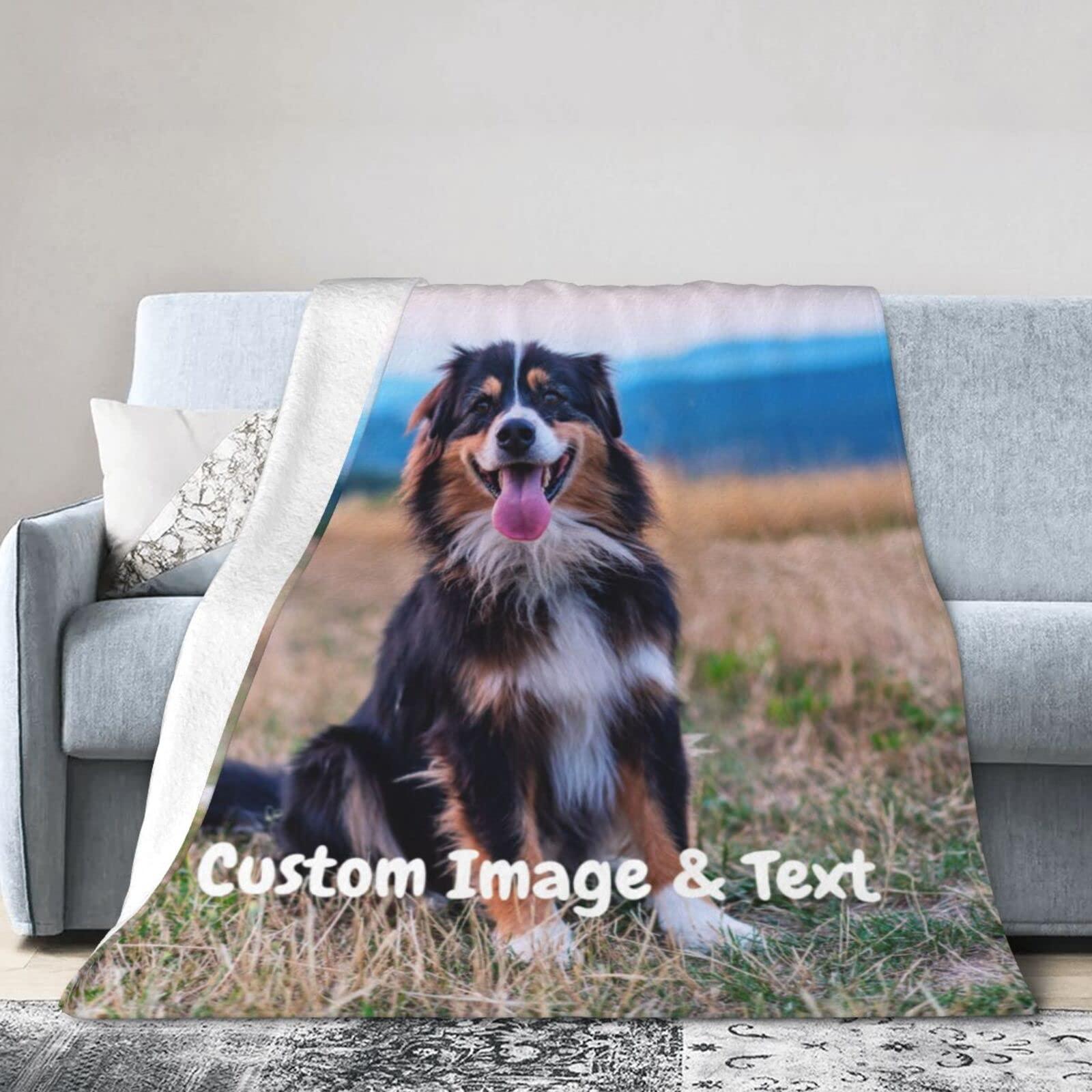 Generic Personalized Photo Blanket Custom Blanket with Picture Photo Text, Customized Throw Blankets, Personalized Gifts for Birthday, Anniversary, Graduation