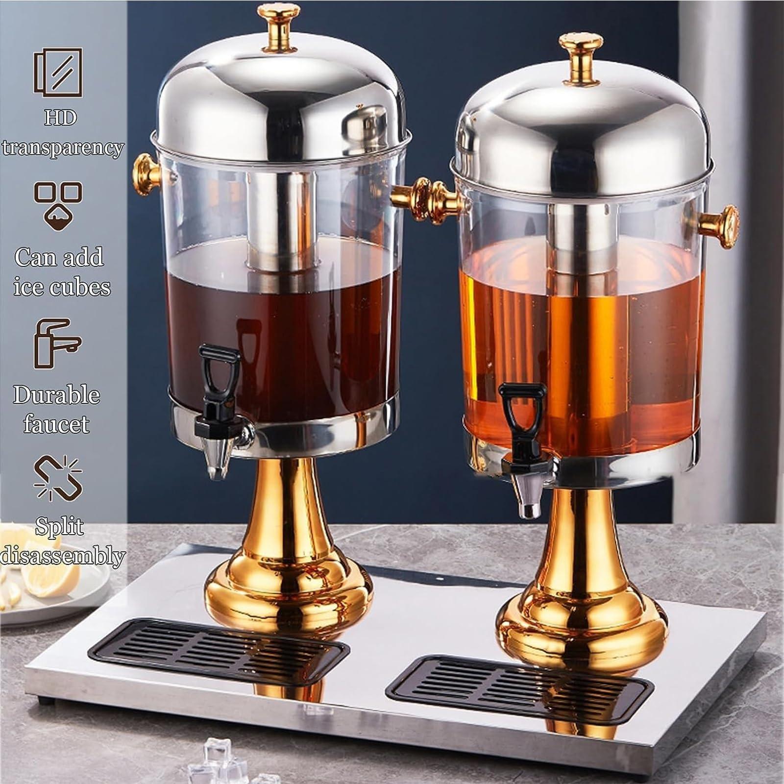 SINBAISHUNYYT Beverage Dispenser, 2.2/4.2/6.4 Gallon Drink Dispenser with Ice Core Container & Spigot, Leakproof Lemonade Tea Water Drink Jar Jug, Keeps Beverage Hot or Cold(2.2 Gallon)