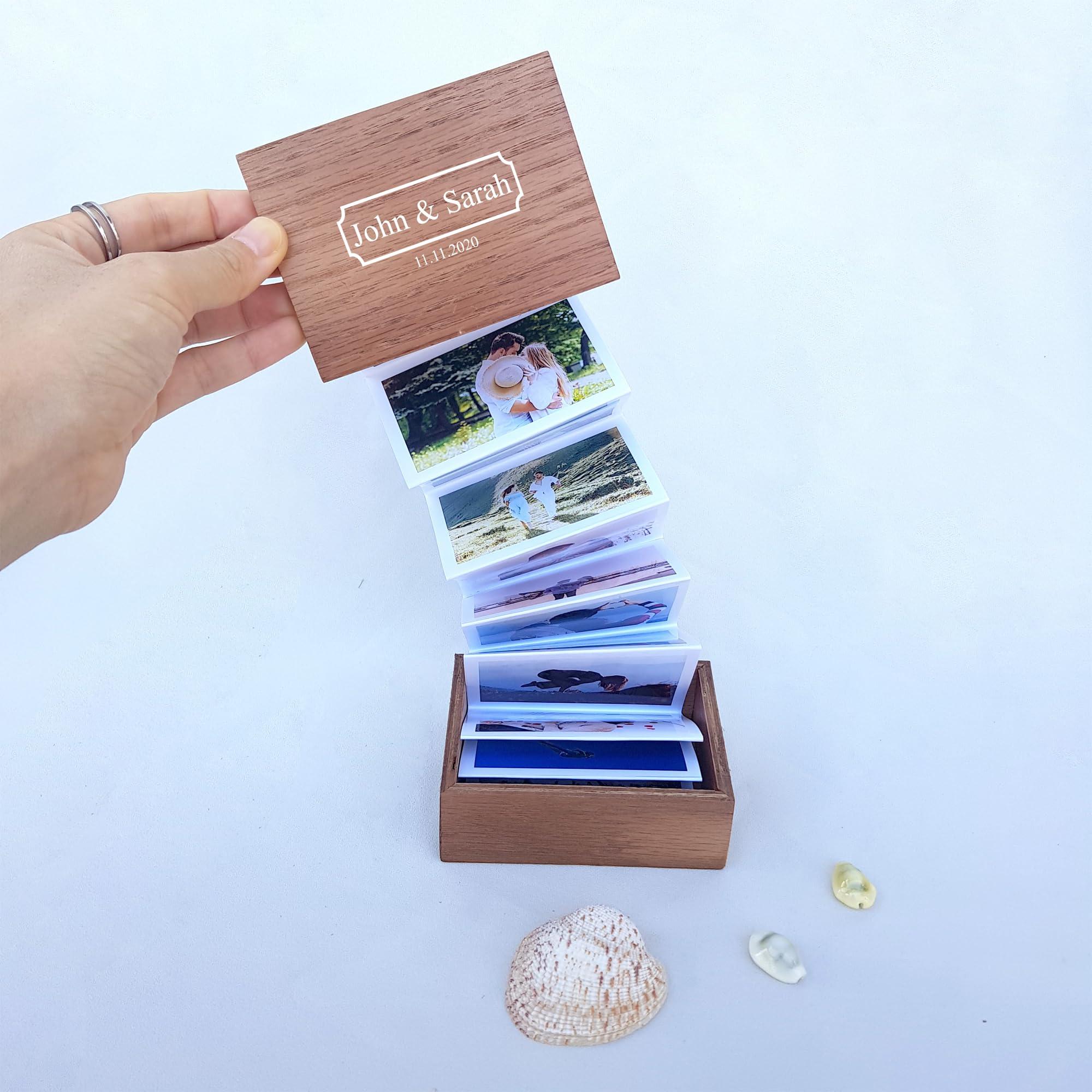 HomeLoft Basics Personalised Pull Out Photo Album Wooden Box, Personalized Text Explosion Gift Box, Wooden Photo Frame, Birthday Gift, Anniversary, Christmas, Wedding U12FR7