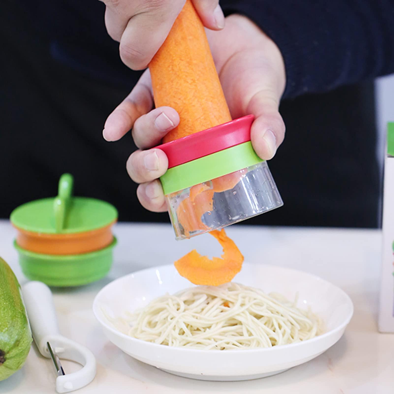 Kuuleyn Handheld Spiralizer Vegetable Slicer,Vegetable Zoodler Spiralizer,3 Blades Fine Shredded Coarse Shredded and Thin Slices Manual Handheld Spiral Shredder