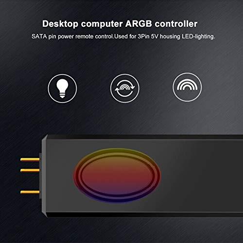 soikoi Mini 3Pin ARGB Connector RF Remote Control Fan Light Controller LED Remote Control RGB Light Strip Remote Controller PC Accessories 5V Symphony ARGB SATAPin (Black)