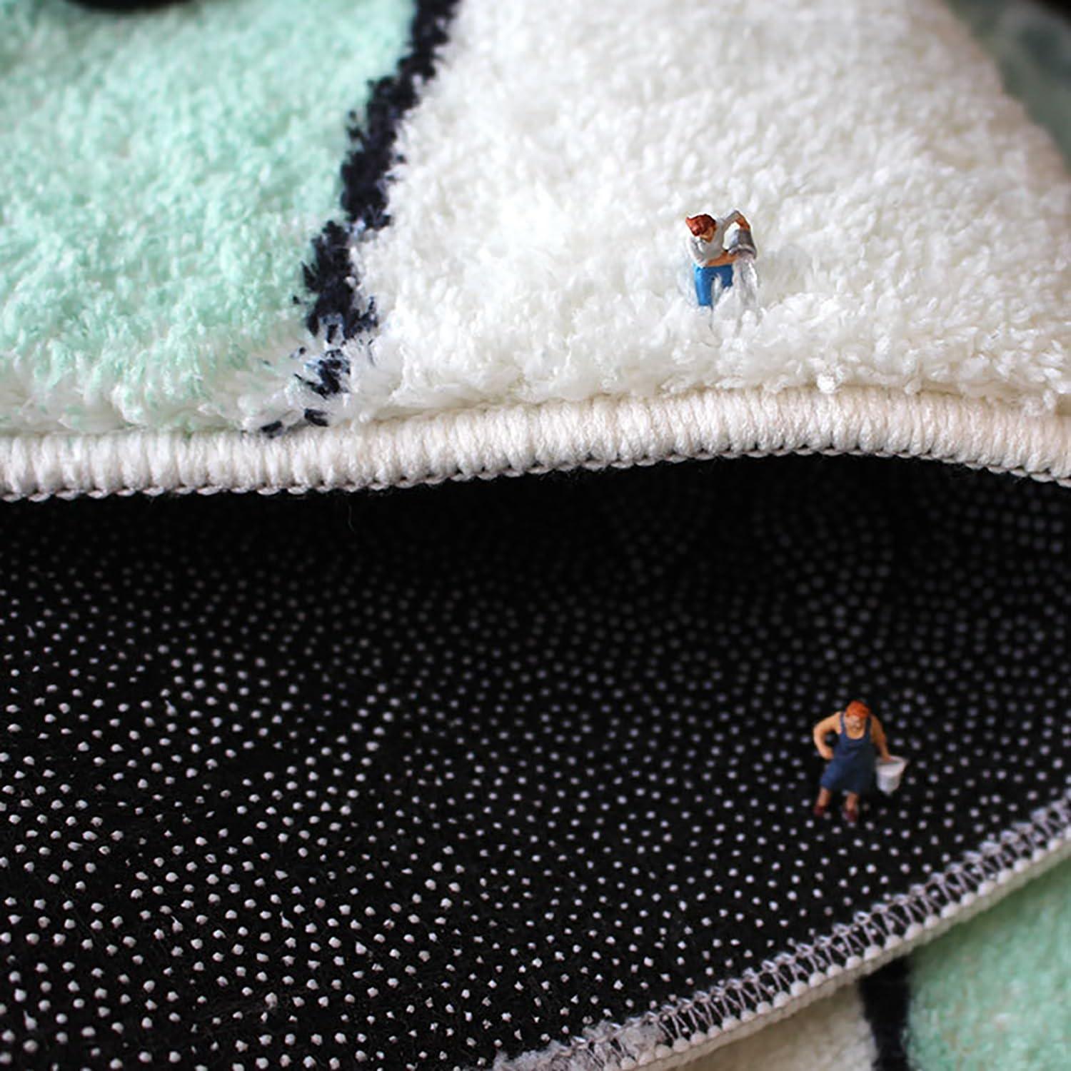 BBAUER Irregular Shaped Rug, Oval Fluffy Faux Wool Carpet,Area Rug Print Abstract Carpet Non-Slip Washable Rugs for Living Room Bedroom Dining Room Decor