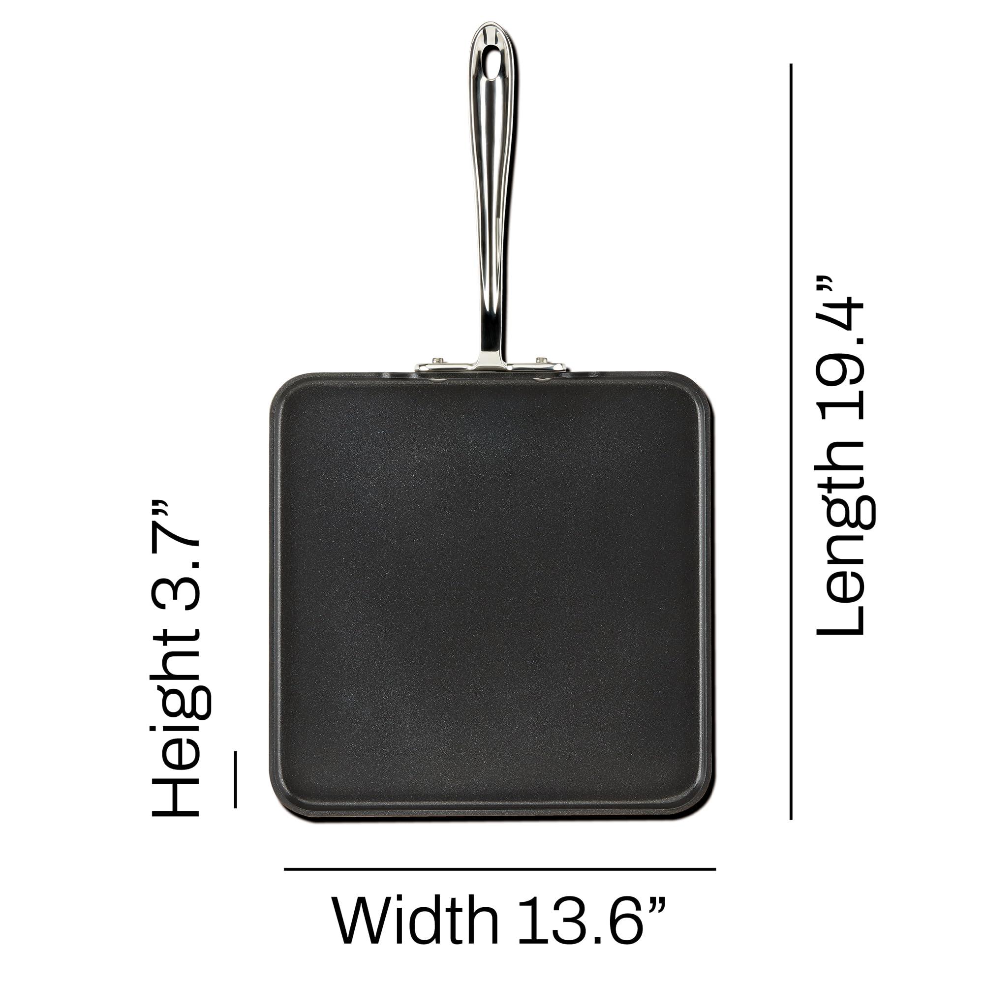 All-Clad All-Clad HA1 Hard Anodized Nonstick Griddle 11x11 Inch Oven Broiler Safe 500F, Lid Safe 350F Pots and Pans, Cookware Black