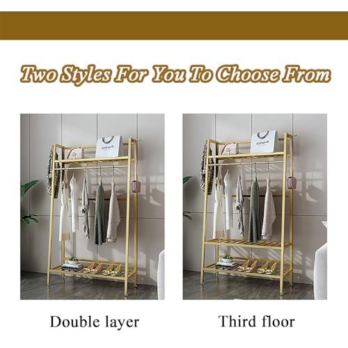 HomeLoft Basics Heavy Duty Clothes Rails for Bedroom, Costoffs Freestanding Coat Rack for Small Spaces, Coat Stand for Bedroom(Gold-Third Floor,150 * 38 * 170cm)