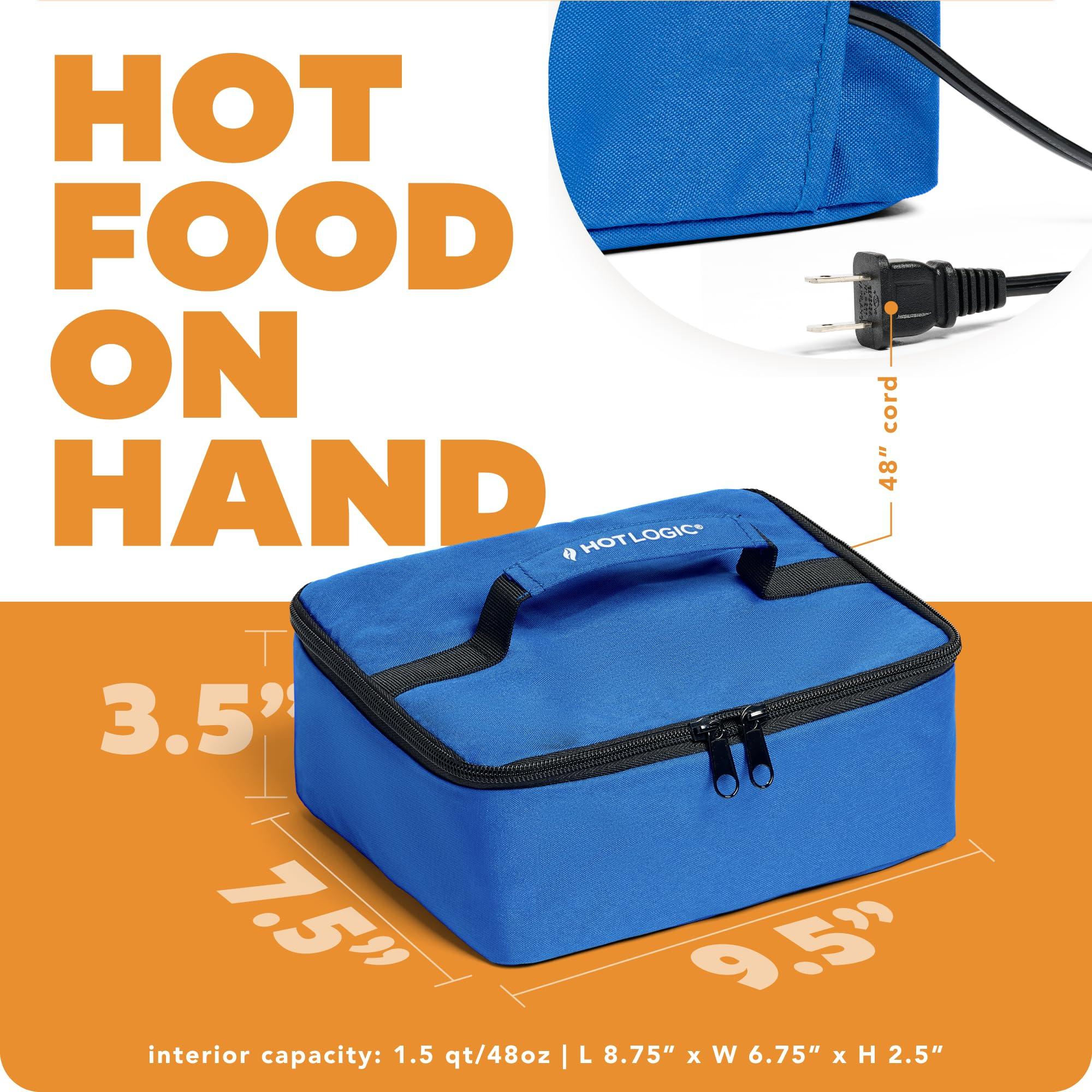 Hot Logic HotLogic Mini Portable Electric Lunch Box Food Heater - Innovative Food Warmer and Heated Lunch Box for Adults Car/Home - Easily Cook, Reheat, and Keep Your Food Warm - Blue (120V)