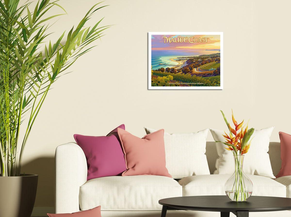 Pacifica Island Art Malibu Coast Wineries - Santa Monica Mountains - California Vineyards Wine Country Art by Kerne Erickson - Fine Art Rolled Canvas Print 16in x 20in