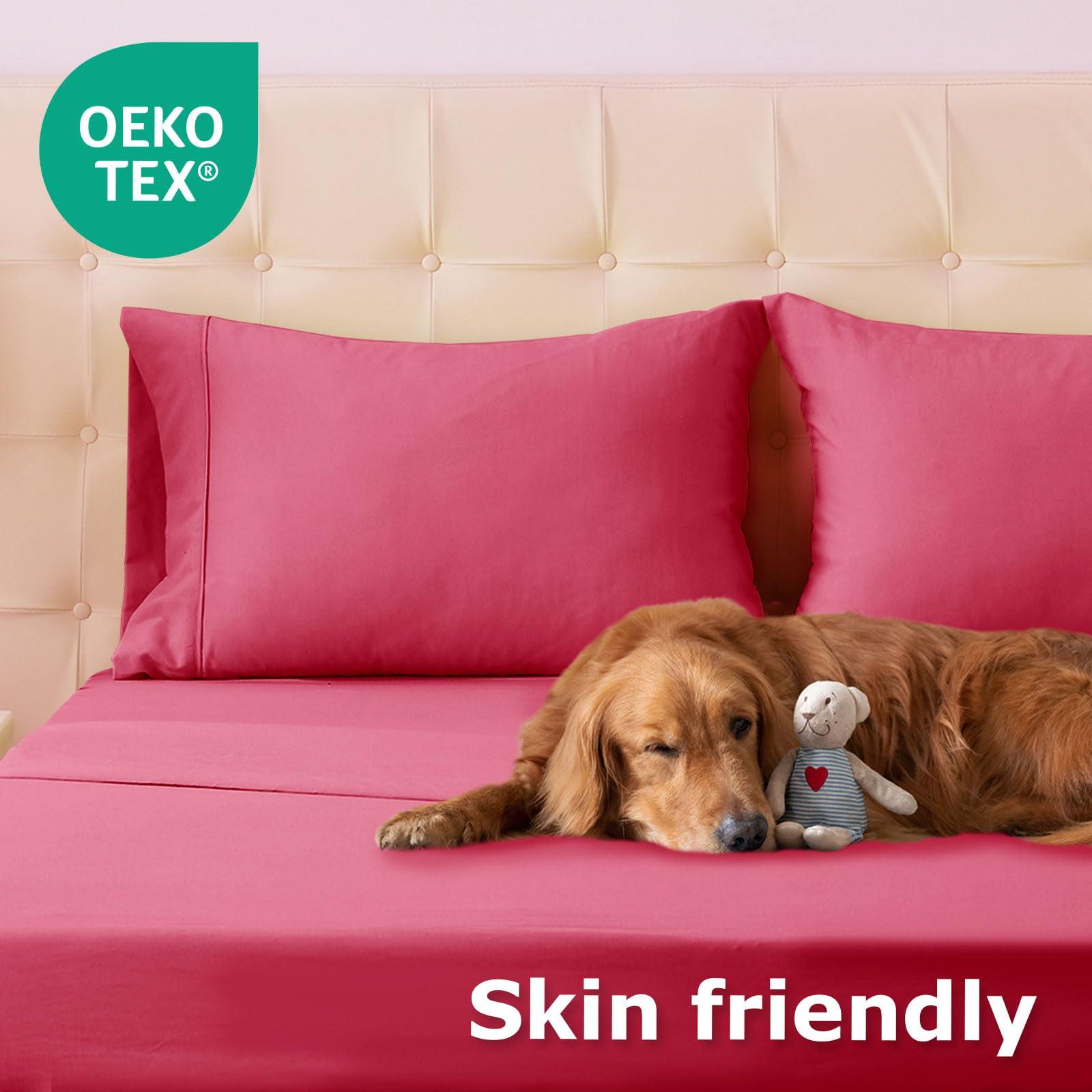 Homilay Homilay King Size Bed Sheet Set - 4 Piece Soft Microfiber Sheets with Deep Pockets, Cooling Technology, and Wrinkle-Free Pillowcase. Hotel-Quality, Durable Bedding, Viva Magenta