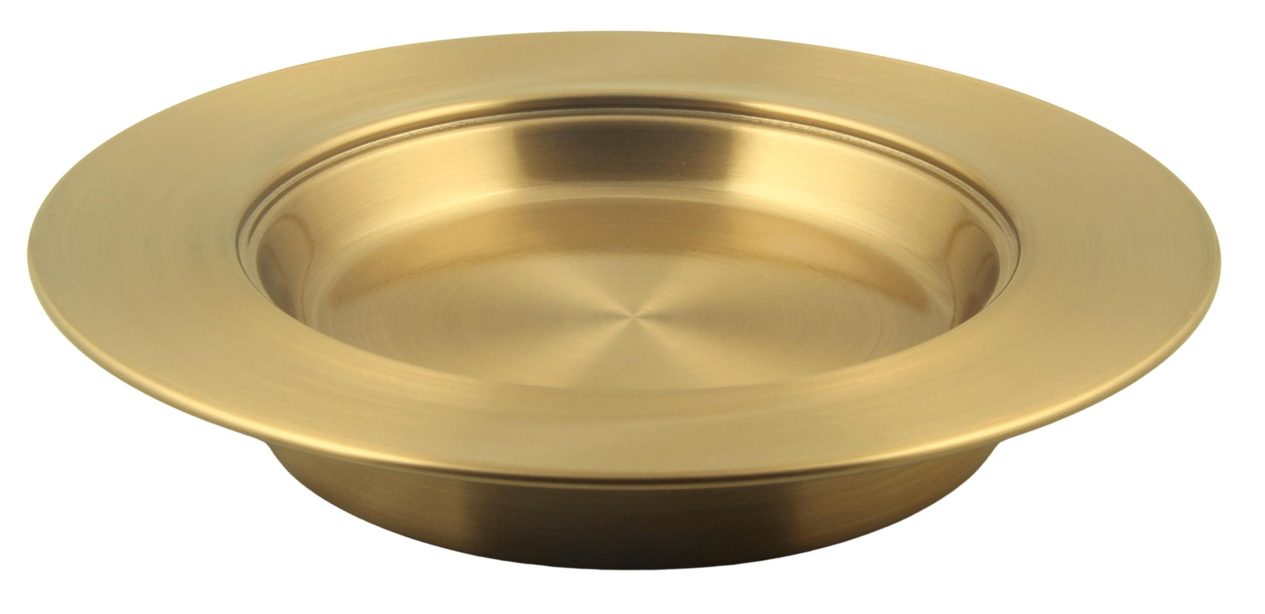 Mayur Exports Communion Ware Holy Wine Serving Tray with A Lid & A Stacking Bread Plate with A Lid - Stainless Steel (Brass/Gold)