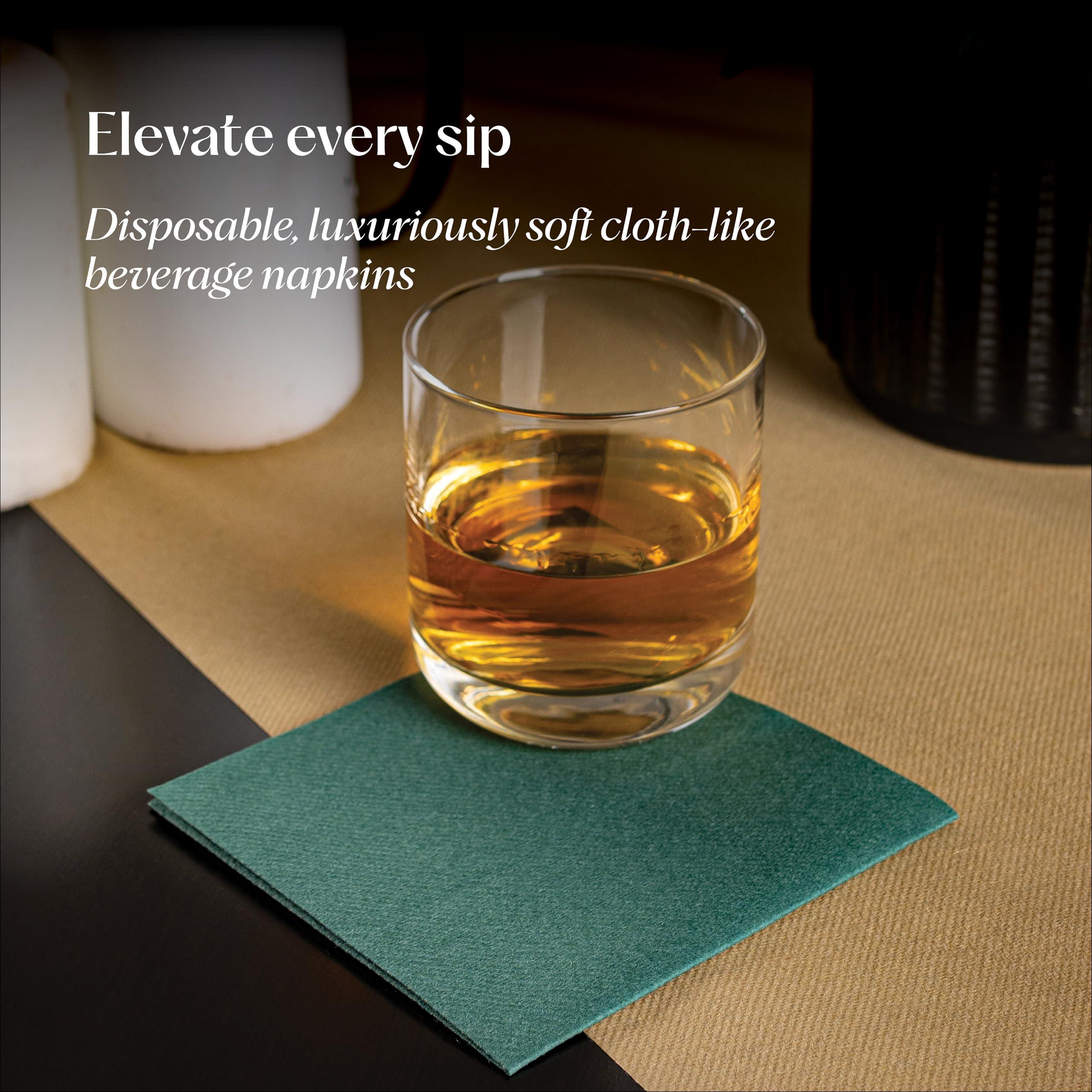 Servietto Disposable Linen-Feel Cocktail Napkins, 200-Pack 5\" x 5\" ORANGE Paper Beverage Napkins For Bar, Restaurant And Caf, Dessert Napkins For Party, Wedding Or Event