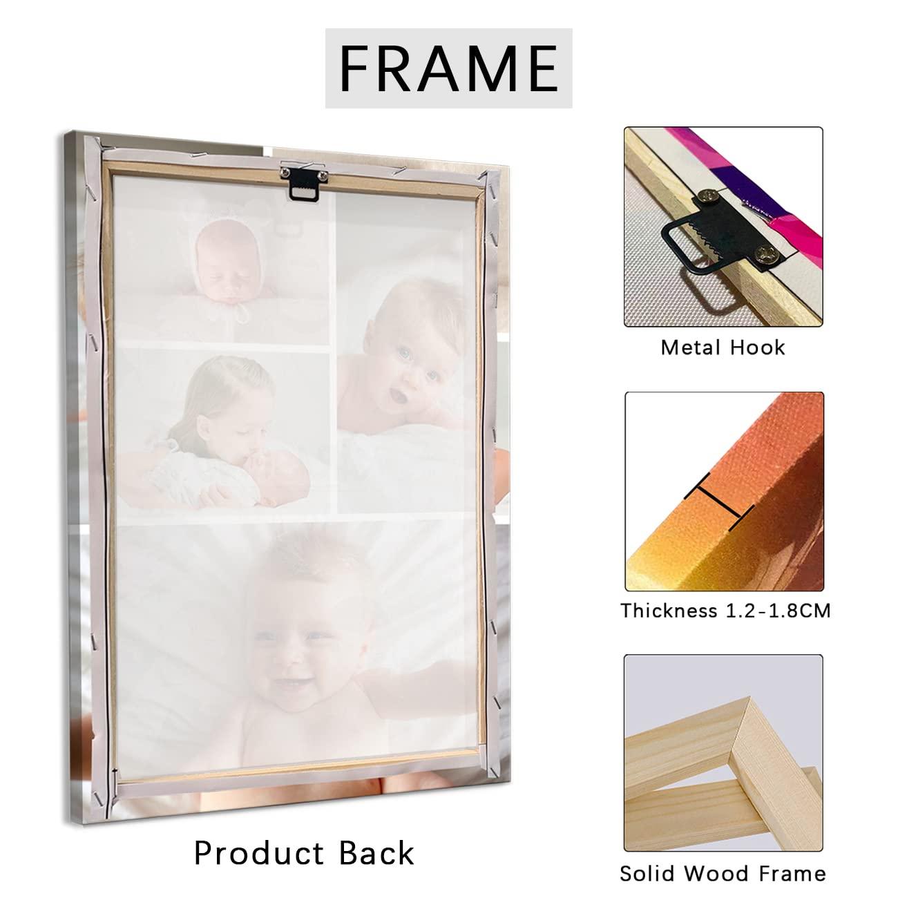 QIXIANG Personalized Canvas Art Custom Portrait Painting Print Your Family Holiday Photo on Canvas 3 Images Collage Picture Framed Digital Printed (24"x36"(60x90cm) Frame, Collage Photo-3)