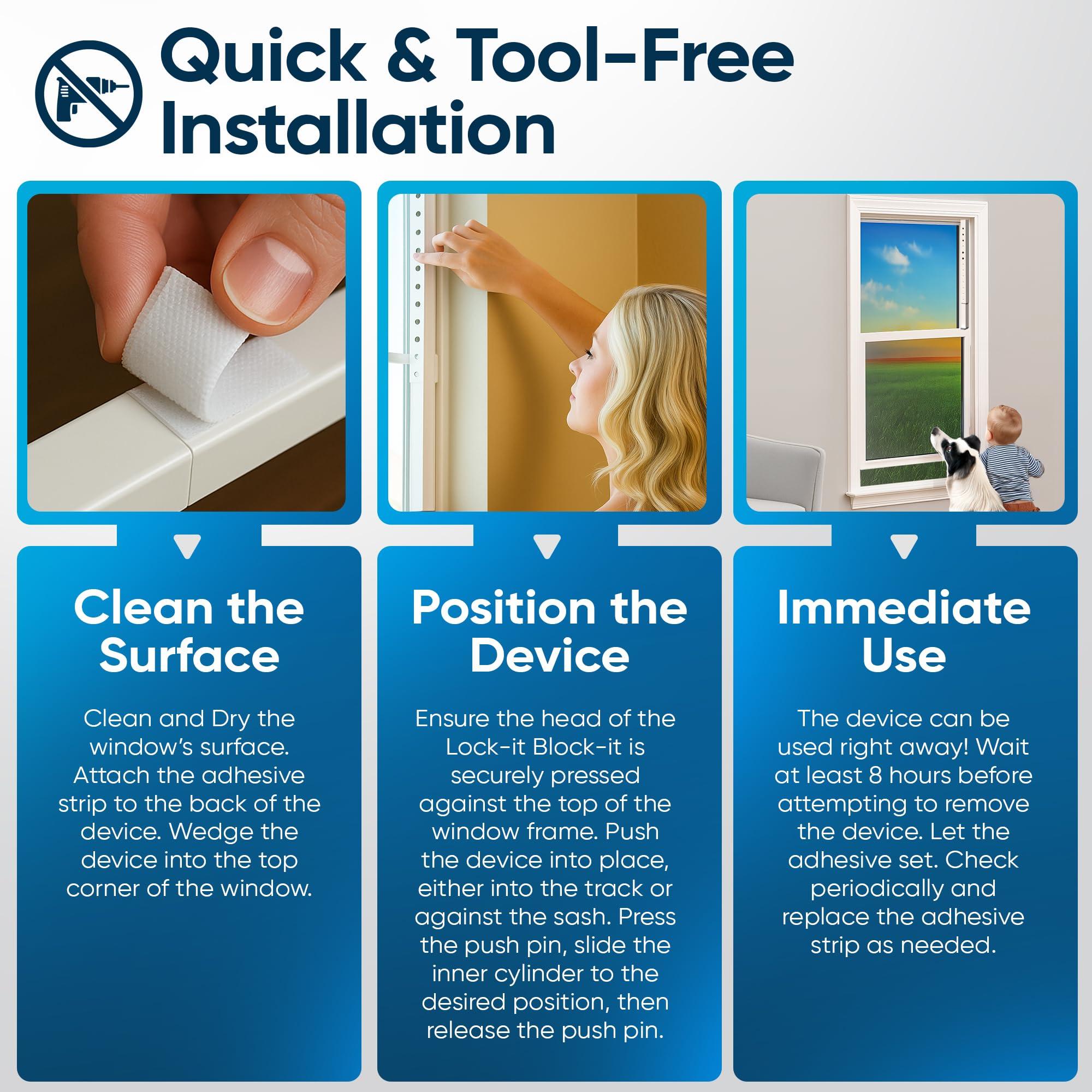 The Lock-It Block-It The Lock-it Block-it Extra Long (1 Device) Home Security Adjustable Window Security Bars/Window Lock Bar, Security Bar for Sliding Glass Door, Child Safety Lock & Sliding Patio Door Security Bar