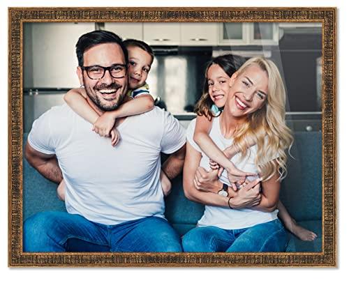 CountryArtHouse CountryArtHouse 24x14 Frame Gold Solid Wood Picture Frame - Complete Modern Photo Frame Includes UV Acrylic Plexiglass, Acid Free Foam Backing Board and Hanging Hardware