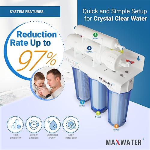 Max Water Max Water 5 Stage 50 GPD (Gallon Per Day) RO (Reverse Osmosis) Standard Water Filtration System - Under-Sink/Wall Mount (Without Tank & Faucet) - Model: RO-5C3