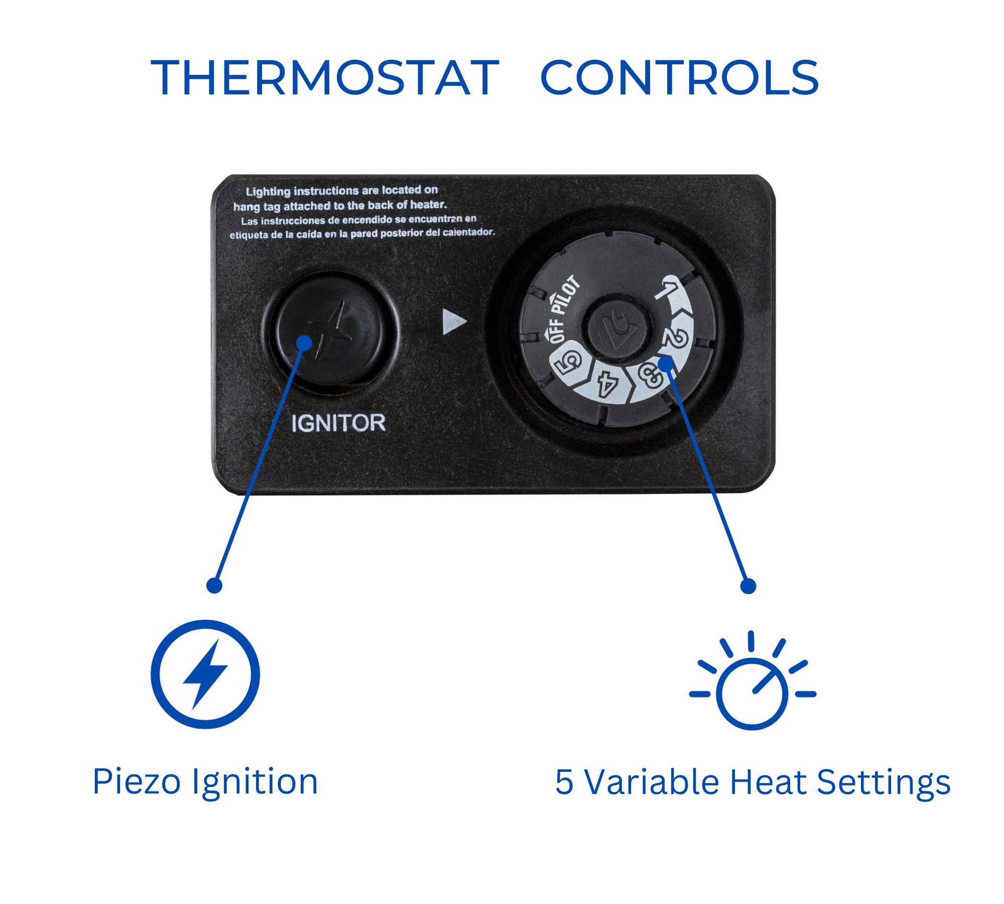 ProCom ProCom MN300TBA-B Ventless Natural Gas Blue Flame Space Heater with Thermostat Control for Home and Office Use, 30000 BTU, Heats Up to 1400 Sq. Ft., Includes Wall Mount and Base Feet, White