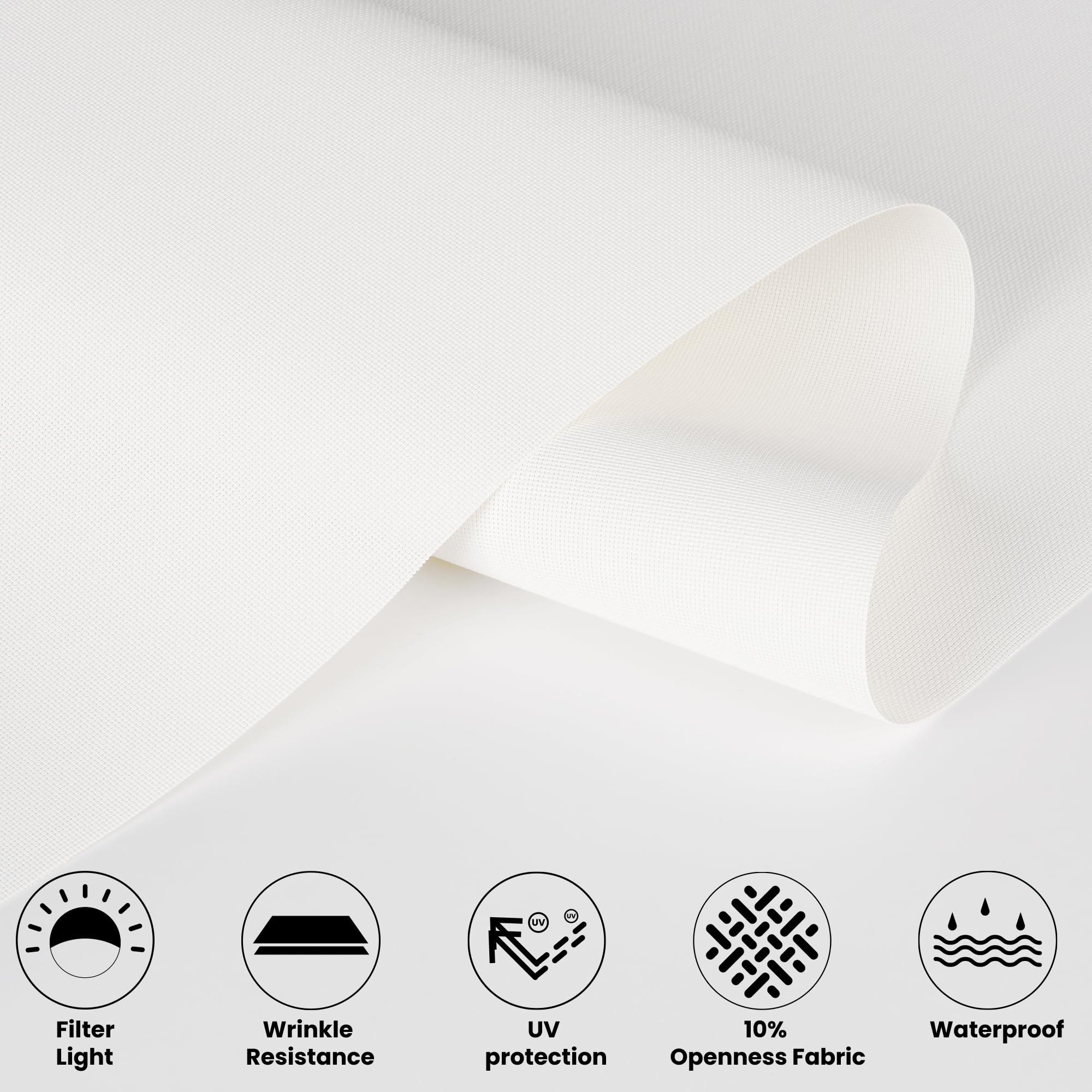 Sulugood Sulugood Light Filtering Roller Shades for Windows Cordless Solar Roller Blinds 10% Openness with Cassette Valance Room Darkening & Heat Insulated Window Shades for Home Office,Off White,65"W x 84"H