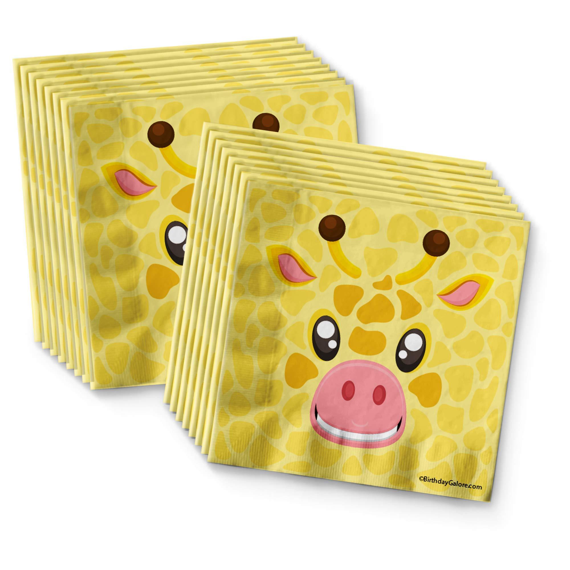 Birthday Galore Giraffe Birthday Party Supplies - Jungle Animal Party Supplies - Zoo Animal Party Supplies - Giraffe Themed Party Supplies | Tableware Set Includes Plates, Napkins and Cups | Kit for 16 Set