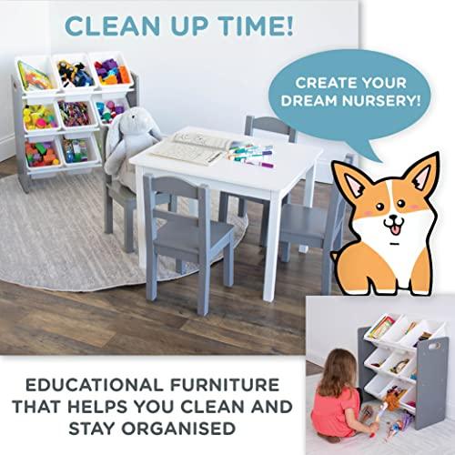 Humble Crew Humble Crew, Grey/White Toy Organizer, 9 Bin Storage, 24\" Tall