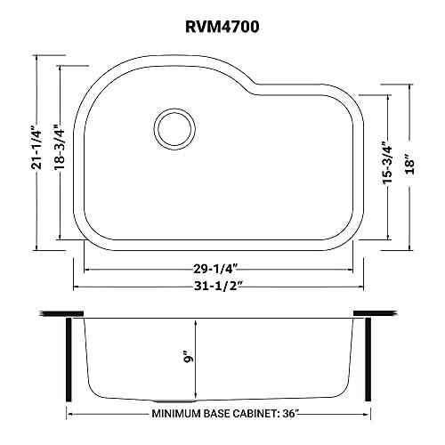 Ruvati Ruvati RVM4700 Undermount 16 Gauge 31.5" Kitchen Sink Single Bowl