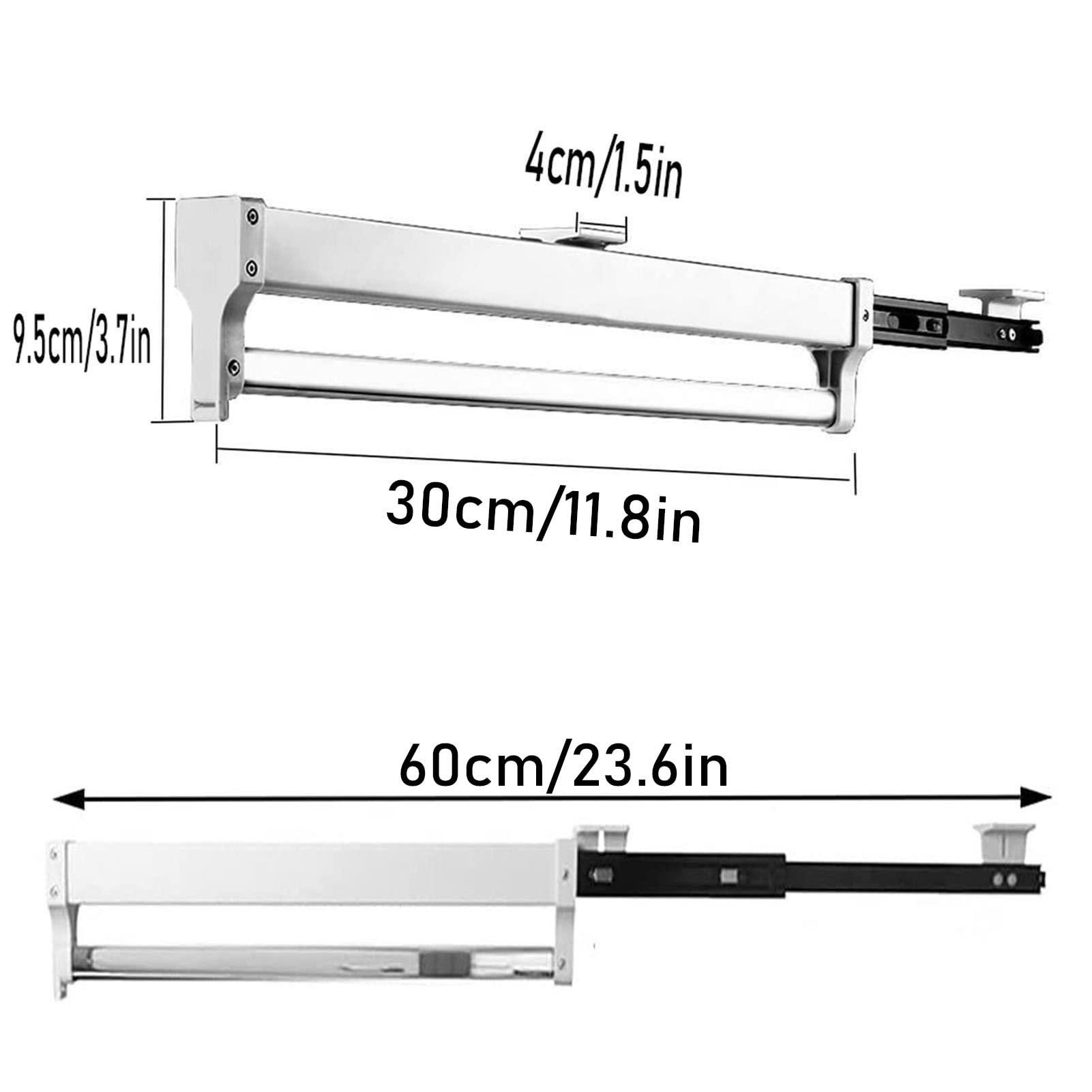 JIAHESHYP Pull Out Clothes Hanger Rail 30-80 cm, Steel Extendable Closet Rod, Mount Wardrobe Hanger Rack, Closet Storage Rack,for Scarfs Jeans Clothes Trousers Towels (Size : 30cm/11.8in)