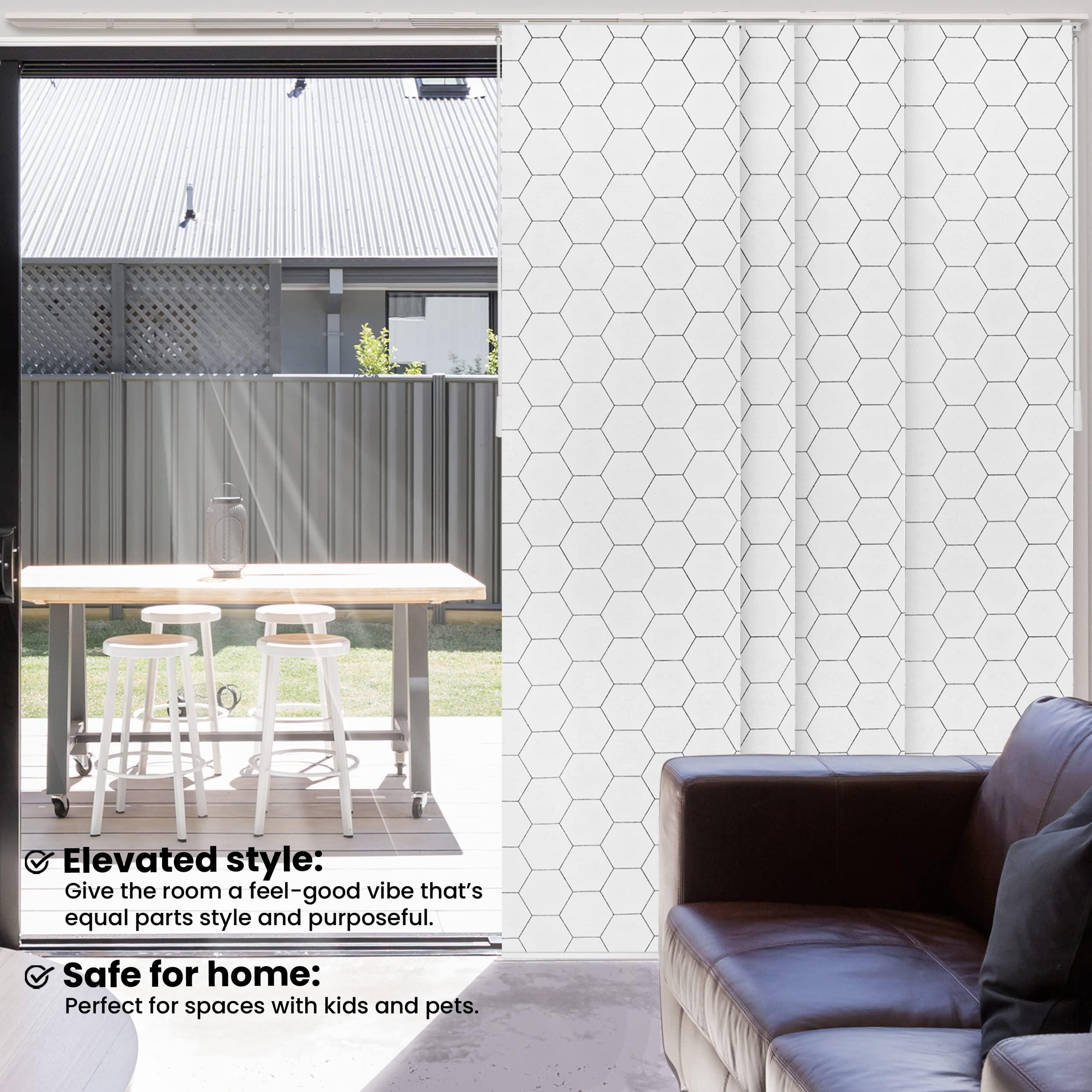 CHICOLOGY CHICOLOGY Sliding Door Blinds, Blinds for Sliding Glass Doors, Sliding Glass Door Blinds, Vertical Blinds for Patio Doors, Room Divider, Hexagon, W:46-86 x H: 0-96 inch