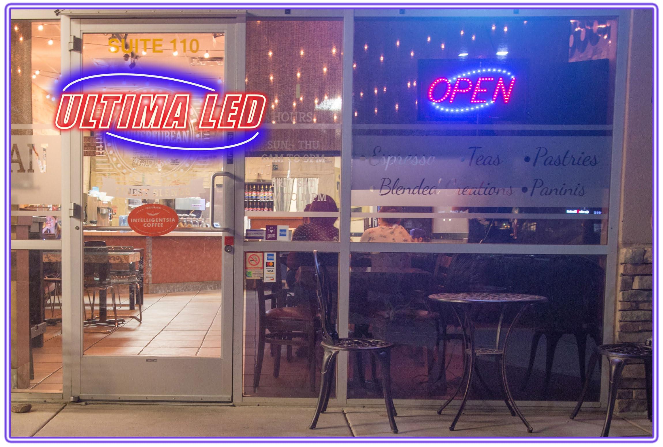 Ultima LED Ultima LED Neon Open Sign for Business: Lighted Sign Open with Flashing Mode Indoor Electric Light up Sign for Stores (Model 2) Includes Business Hours and Open & Closed Signs