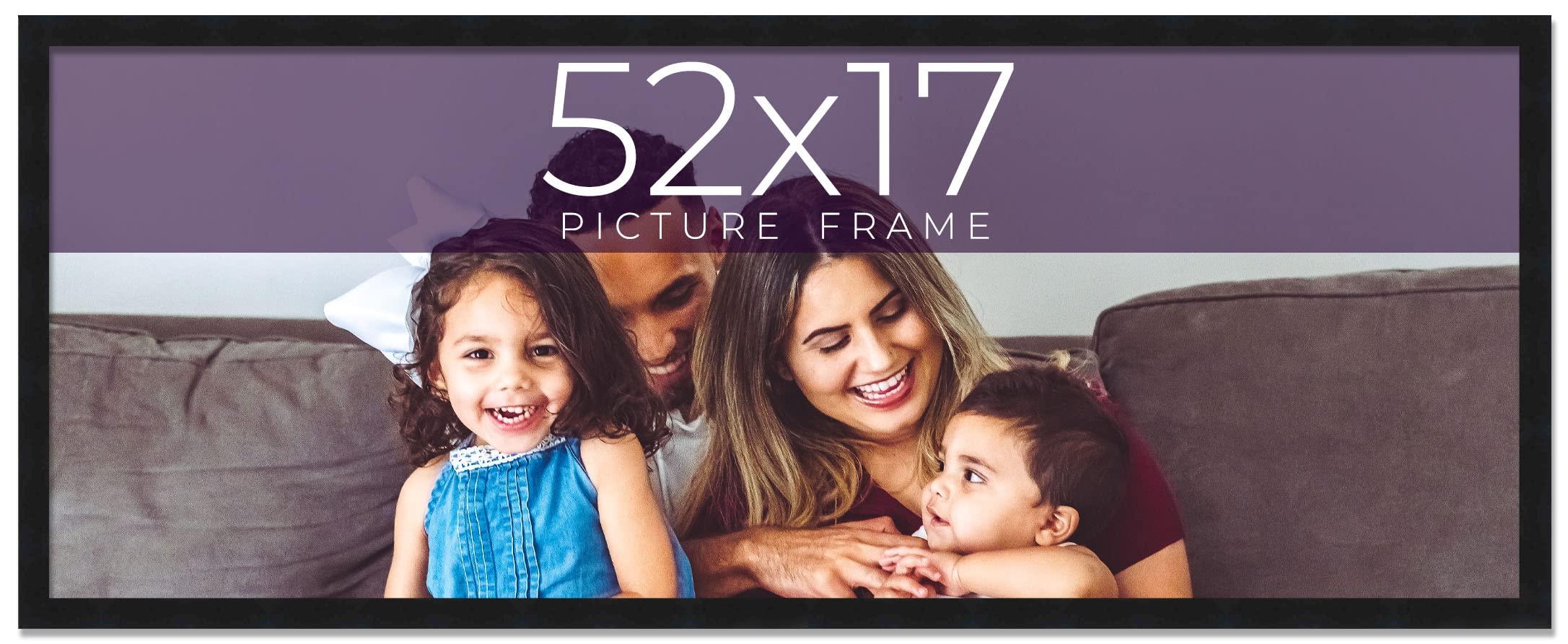 CustomPictureFrames.com 52x17 Frame Black Real Wood Picture Frame Width 0.75 Inches | Interior Frame Depth 0.5 Inches | Noir Classique Mid Century Photo Frame Complete with UV Acrylic, Foam Board Backing & Hanging Hardware