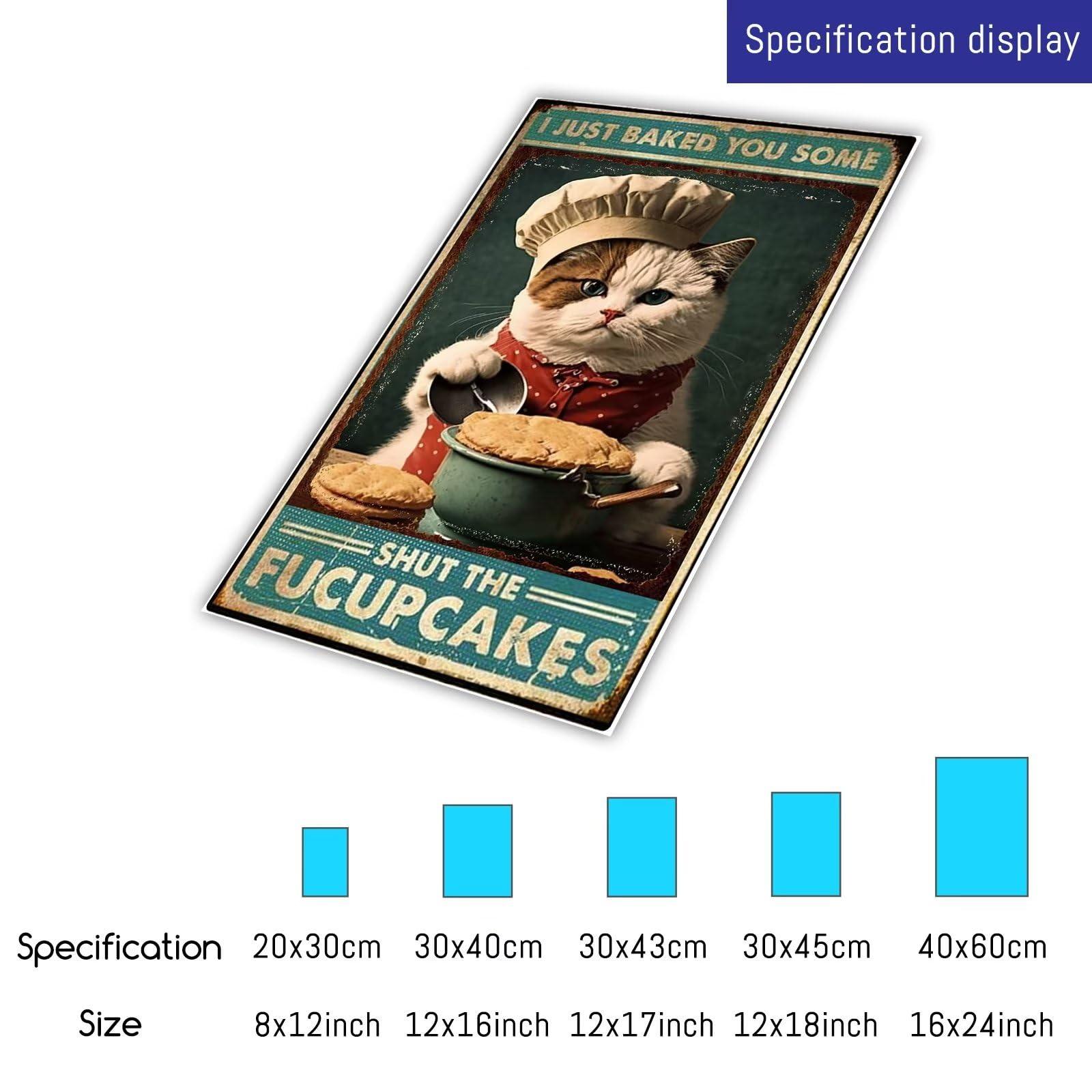 Movstrb Poster Metal Tin Sign,I Just Baked You Some Fucupcakes Retro Art Bathroom Quote Kitchen Garage Office Bar Cafe Farmhouse Wall Decoration Art 24x16 Inch