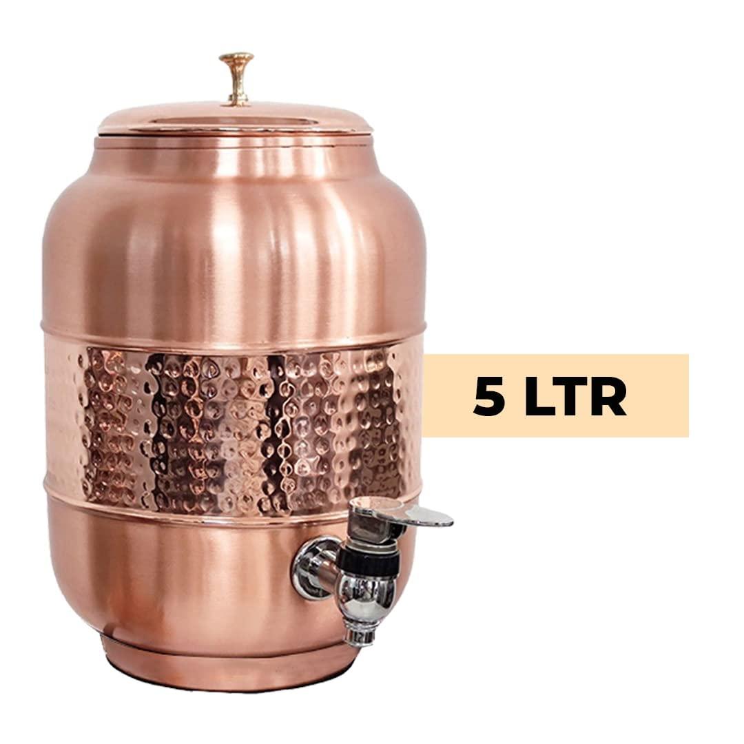 Generic Four Leaf Copper 5L Water Dispenser with Stand and Glass
