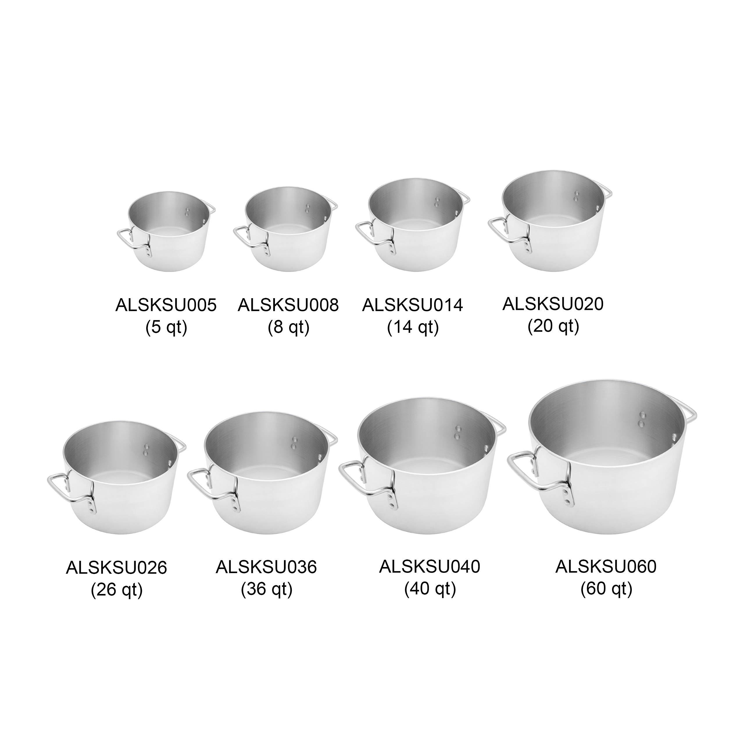 Thunder Group Thunder Group ALSKSU040 Sauce Pot, 40 qt, 18-1/4\" dia. x 10-1/8\"H, 2\" handle, aluminum, mirror-finished, dishwasher safe, standard Electric, Gas Cooktop, Halogen Ready, NSF